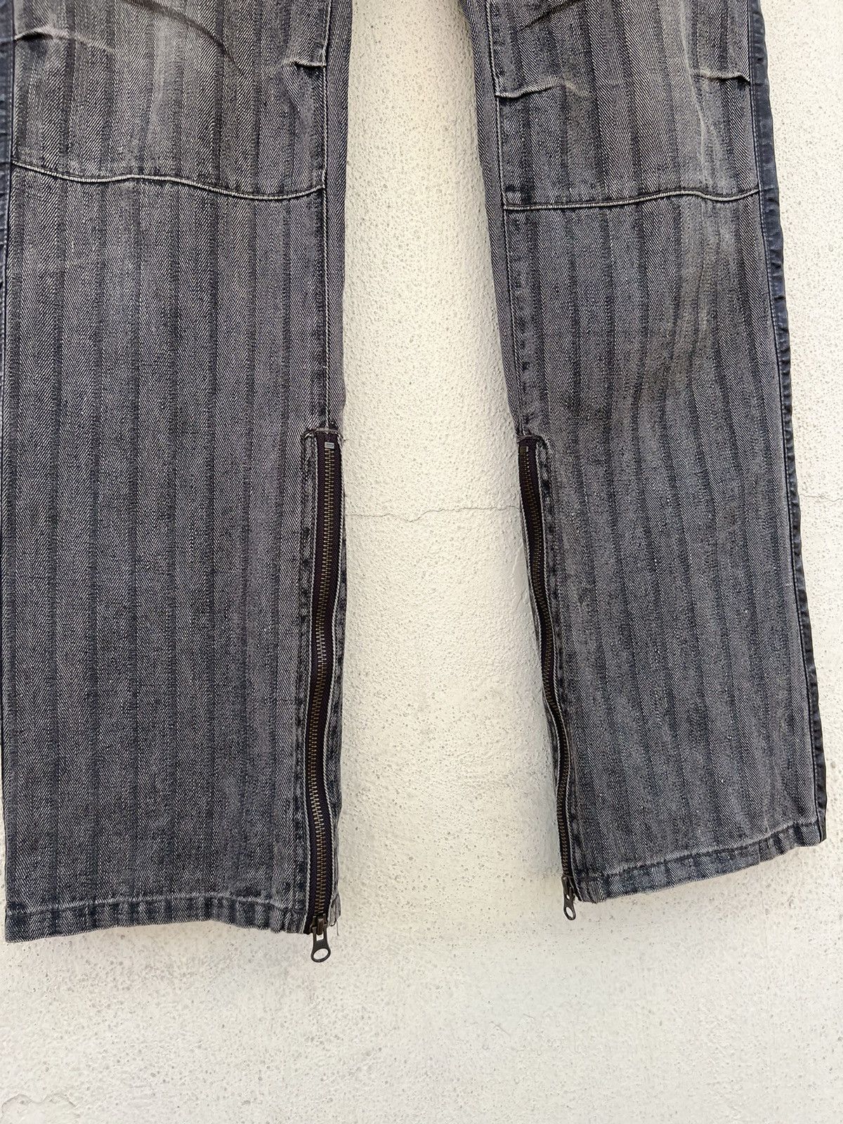Kiminori Morishita Vintage Halb Japan Faded Border Stripe HBT Hem Flare Pant Size US 31 - 10 Thumbnail