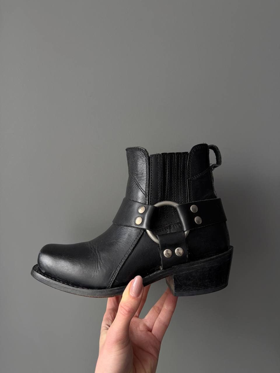 Vintage Vintage Square Toe Biker Leather Boots Size US 6 / IT 36 - 2 Thumbnail