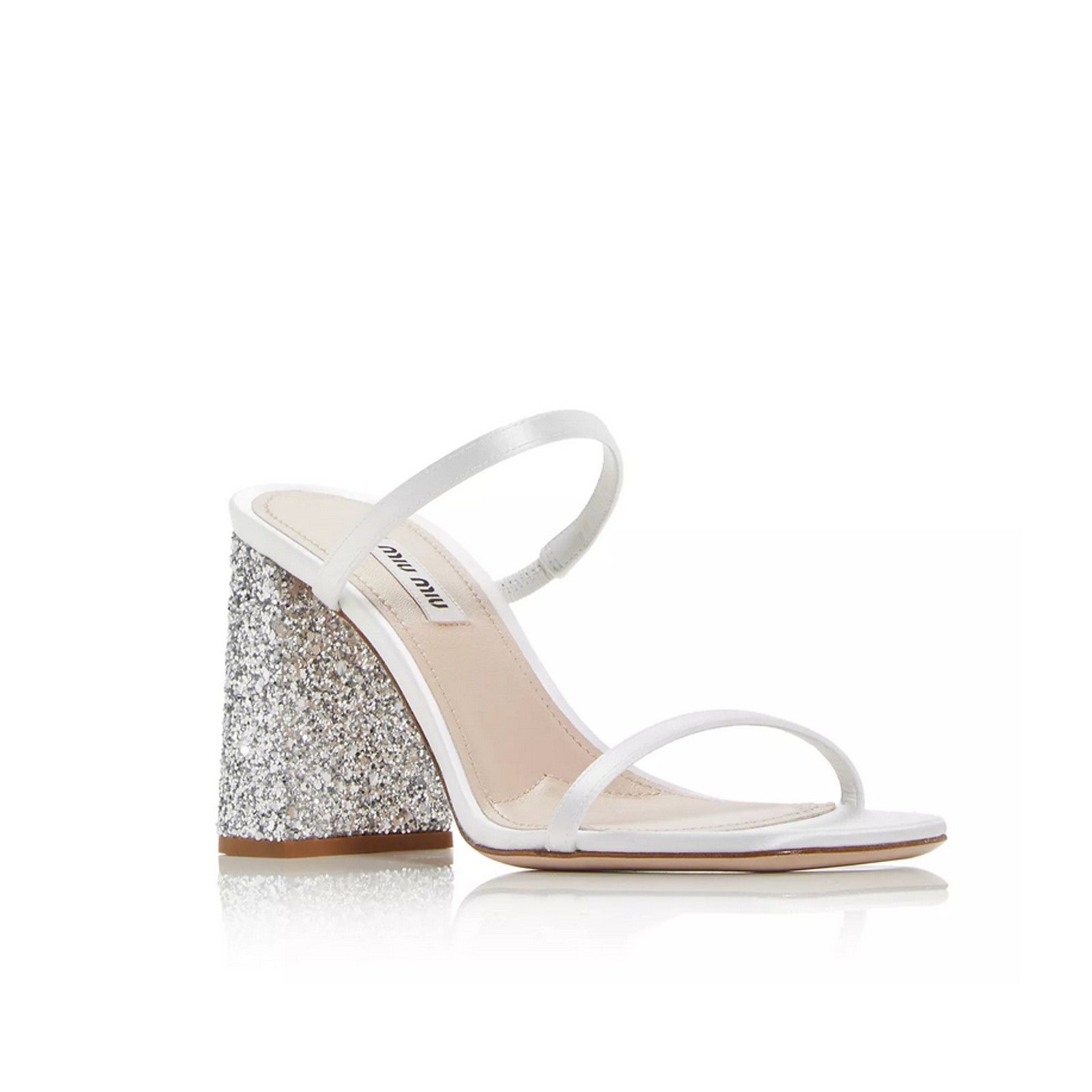 Miu Miu Miu Miu Calzature Donna Satin Dressy Heels Bianco Argento Size US 8 / IT 38 - 2 Thumbnail