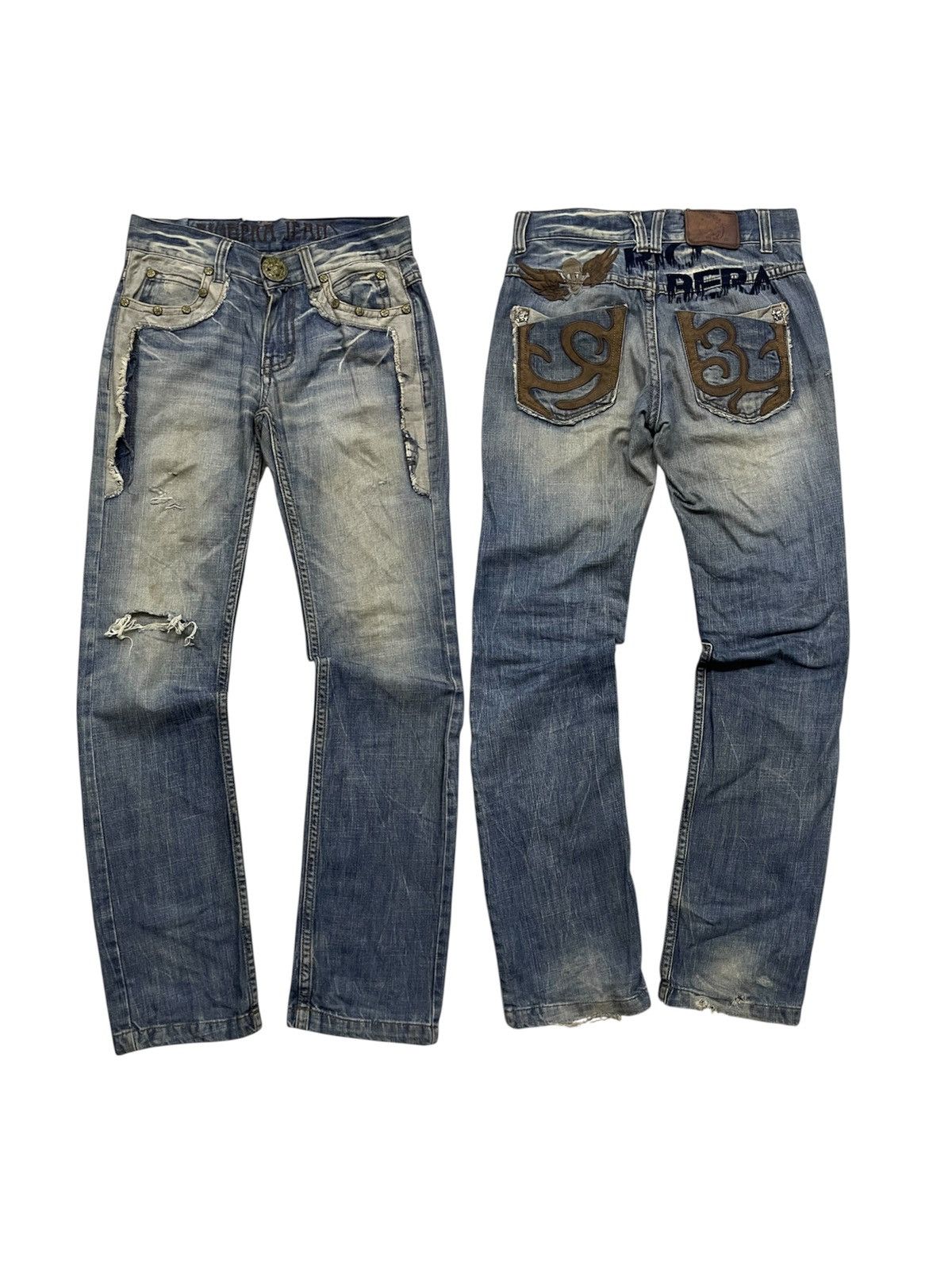 If Six Was Nine 2000s RIOBERA JEANS WASHABLE DISTRESSED JEANS RARE DESIGN Size US 30 / EU 46 - 1 Thumbnail