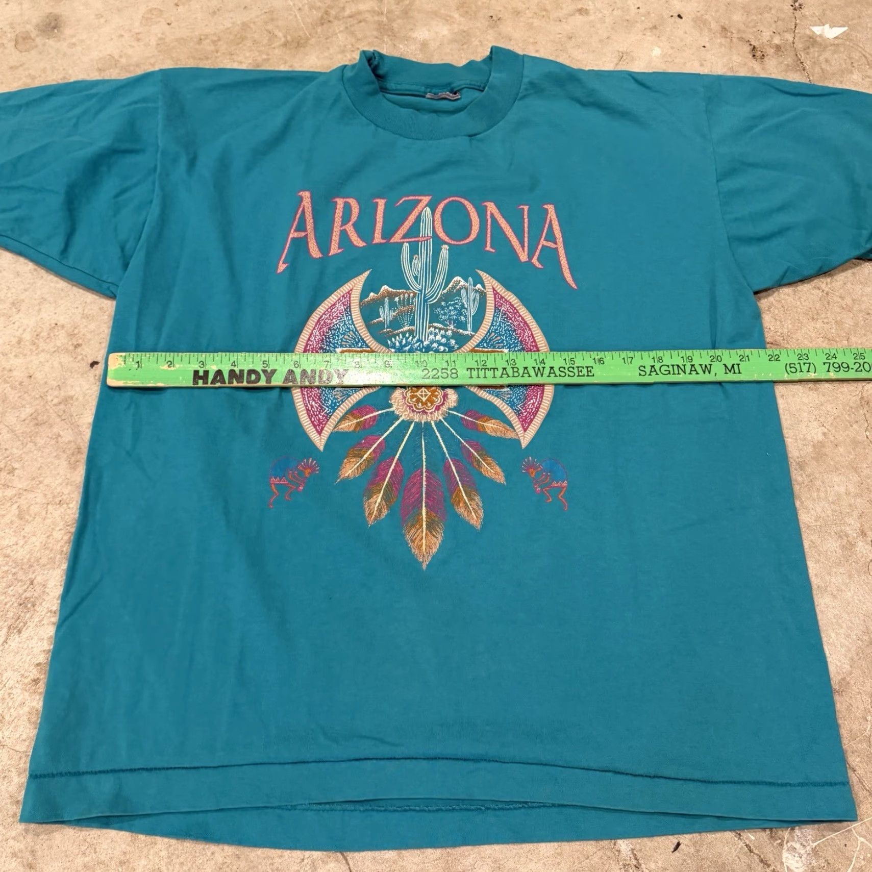 Vintage VINTAGE Arizona Tribal Feathers Mens XL Blue Single Stitch T-Shirt Size US XL / EU 56 / 4 - 6 Thumbnail