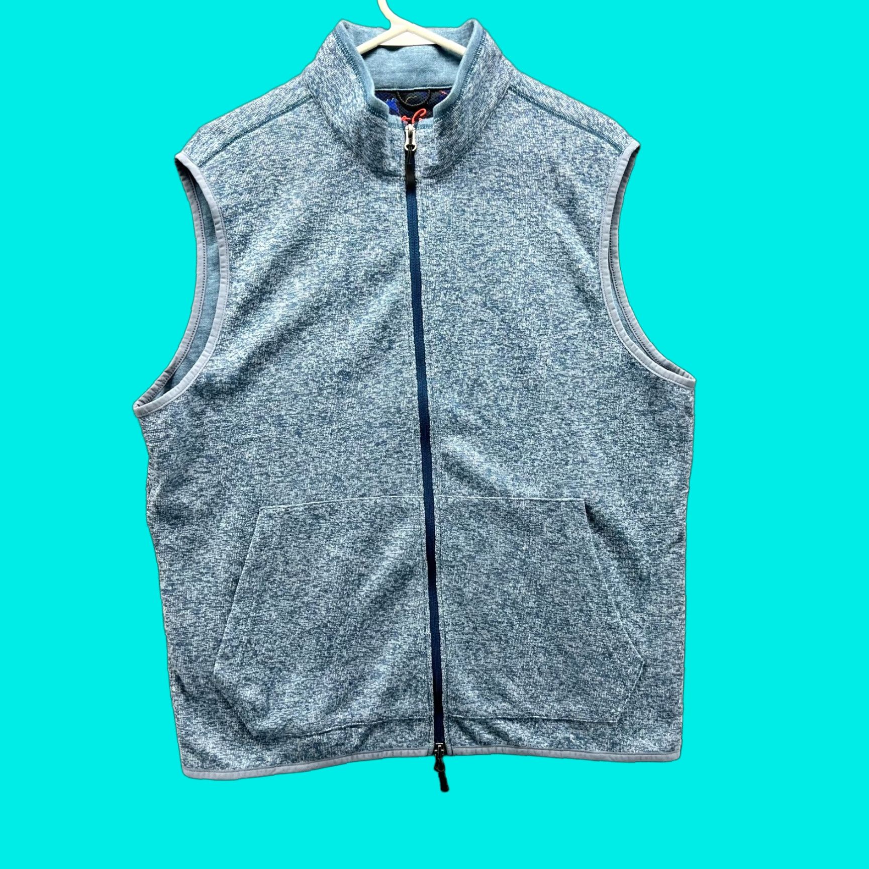 Robert Graham Robert Graham Vest Men Large Blue Full Zip Sleeveless Mock Neck Casual Sweater Layering Vest - Regular Fit - Blue - L - Men Size US L / EU 52-54 / 3 - 1 Thumbnail