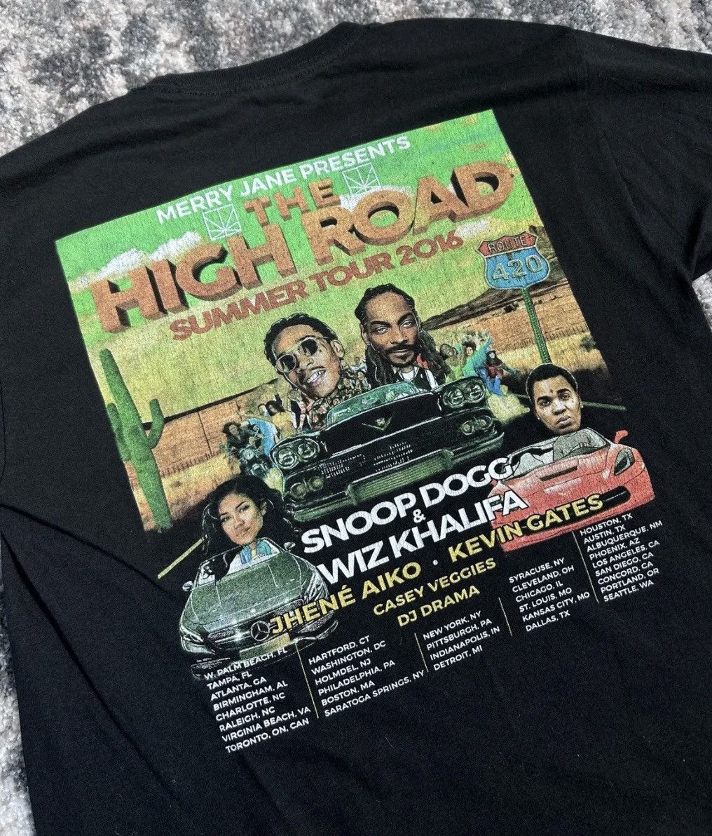 Rap Tees × Snoop Dogg × Wiz Khalifa Rare "The High Road" 2016 Summer Tour Tee Size US M / EU 48-50 / 2 - 2 Thumbnail