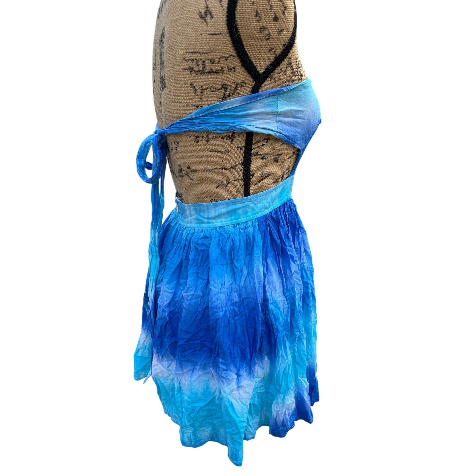 Other Rayon Cotton Candy Blue Tie-Dye strapless summer Mini Dress Size M / US 6-8 / IT 42-44 - 5 Thumbnail