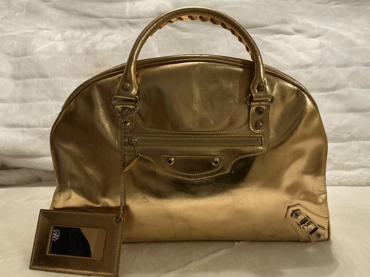 Balenciaga Balenciaga Metallic Gold Bowling Handbag Size ONE SIZE - 9 Thumbnail
