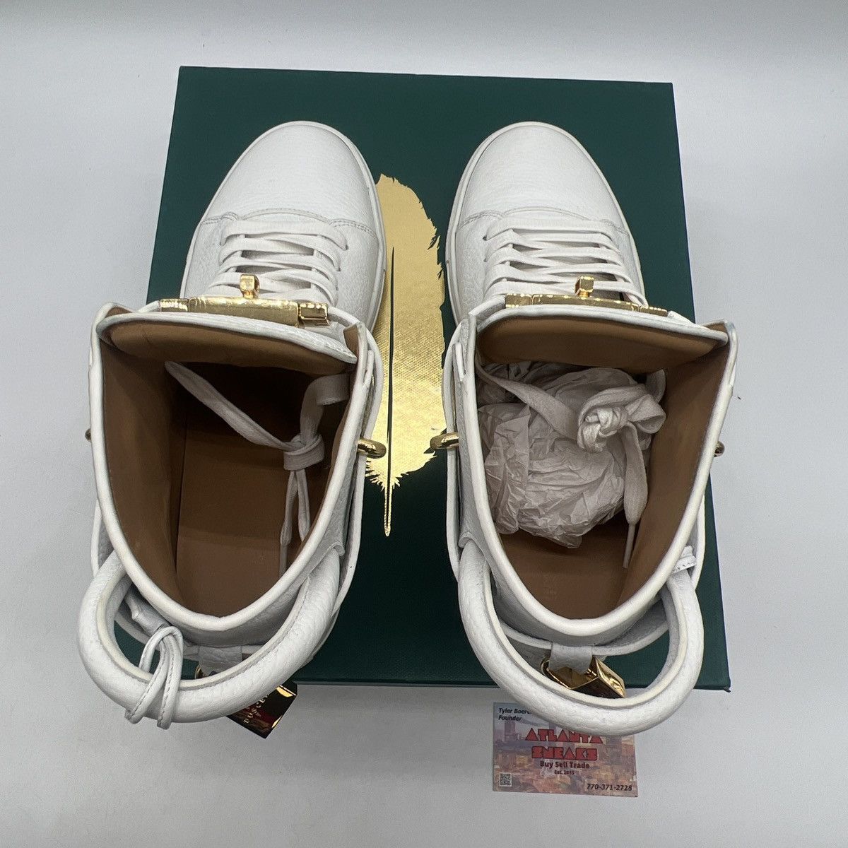 Buscemi Buscemi Mens 100MM White Leather High Top Sneakers Shoes Size US 9 / EU 42 - 7 Thumbnail
