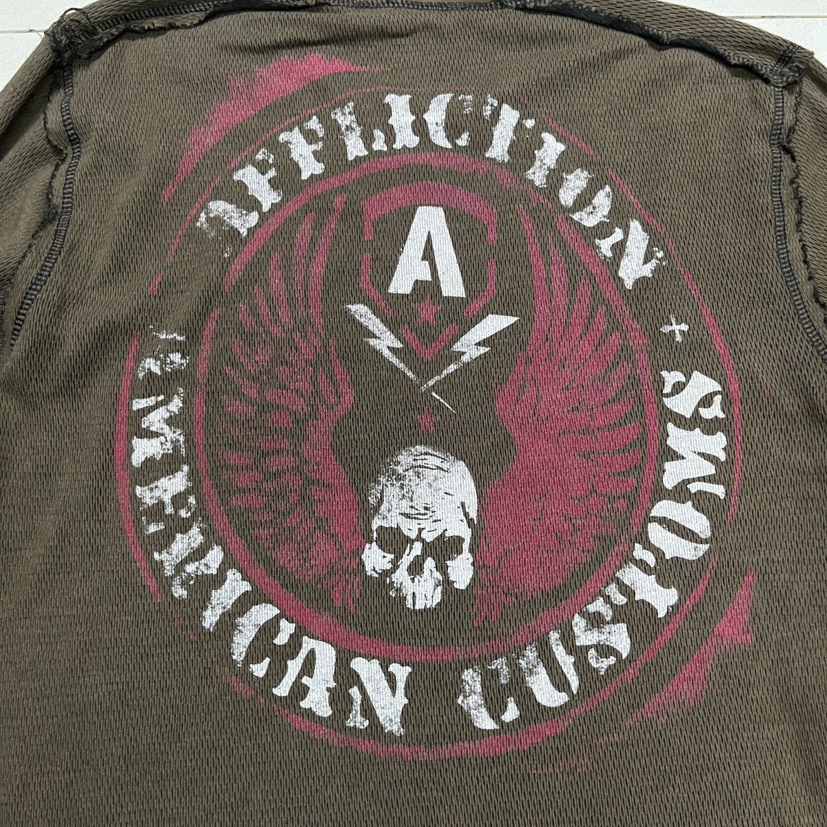 Affliction × Vintage Vintage Affliction Distressed Thermal Longsleeve T Shirt Size US M / EU 48-50 / 2 - 11 Thumbnail