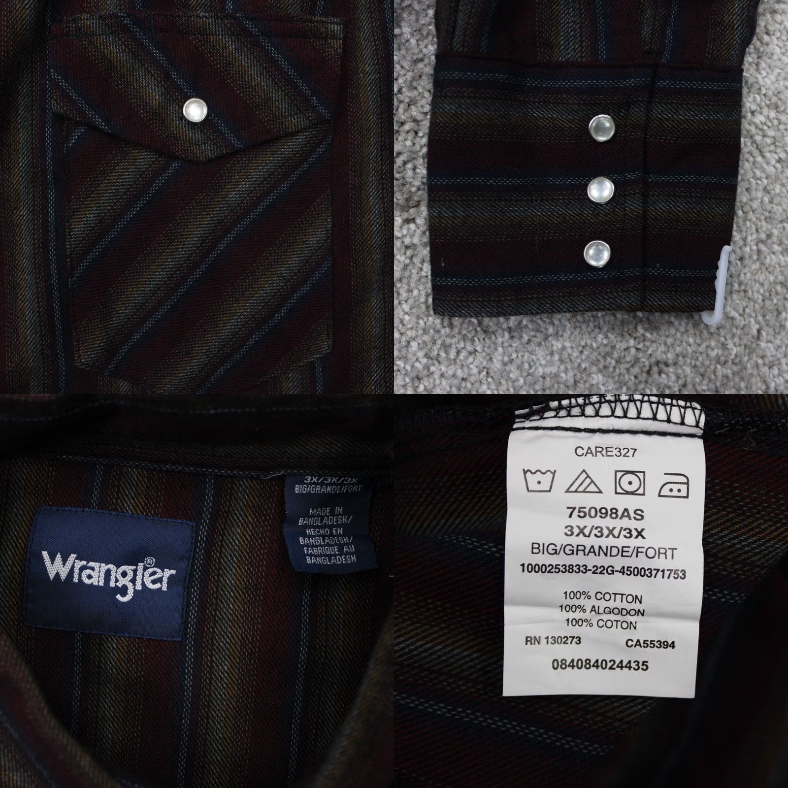 Wrangler Wrangler Shirt Mens 3XL Red Western Flannel Lightweight L/S NWT Big & Tall Snap Button-Up Tee Cowboy Styled Shirt Size US XXL / EU 58 / 5 - 8 Thumbnail
