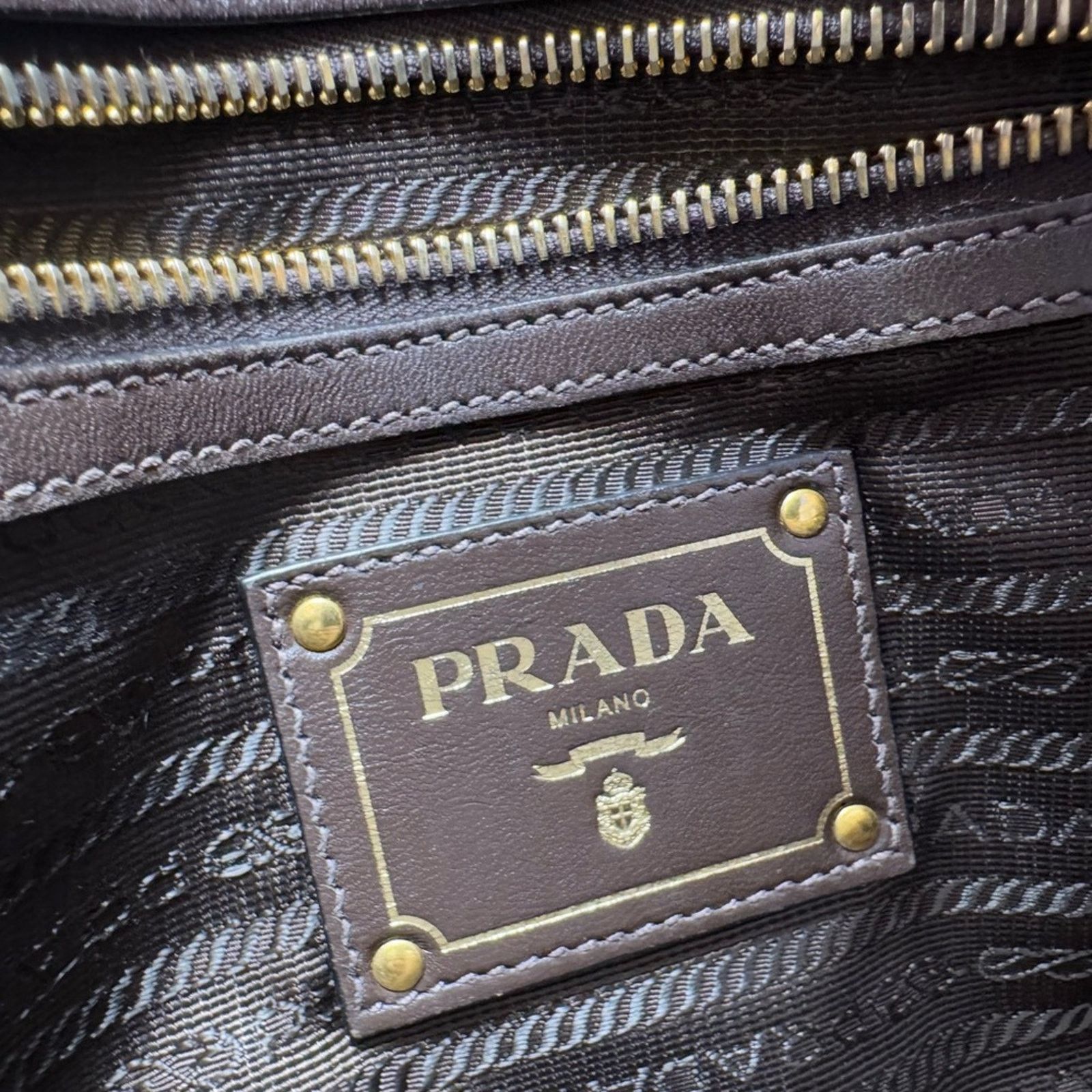 Prada Prada Tessuto Gaufre Olive Green & Brown Leather Satchel Size ONE SIZE - 2 Thumbnail