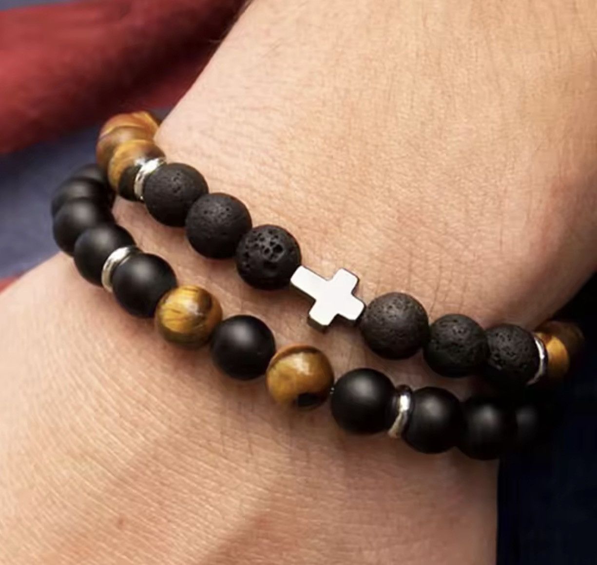 Jewelry Beaded Bracelet Set - Lava Stone Size ONE SIZE - 1 Thumbnail