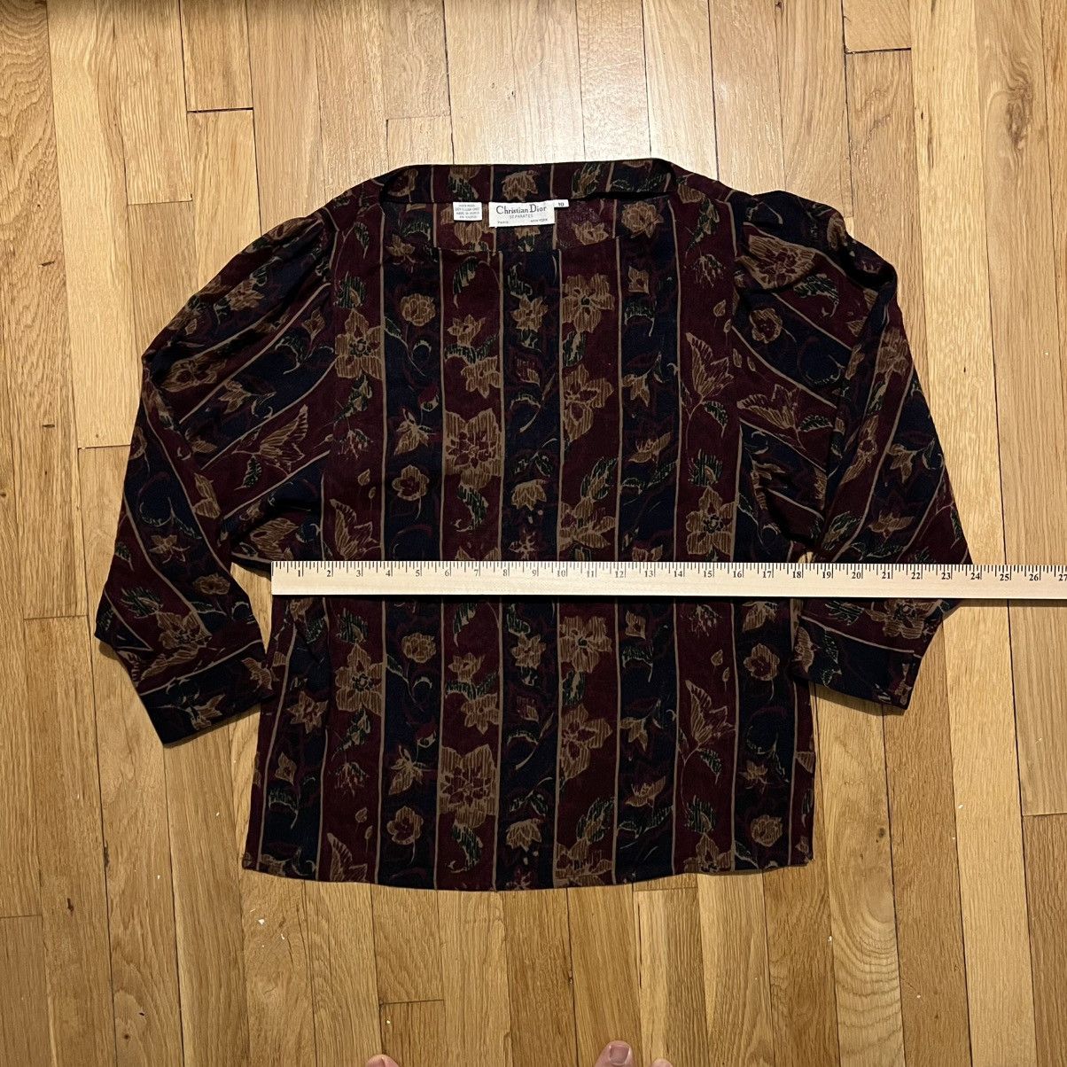 Dior Vintage Christian Dior Brown Floral Medium Wool Top Size M / US 6-8 / IT 42-44 - 4 Thumbnail