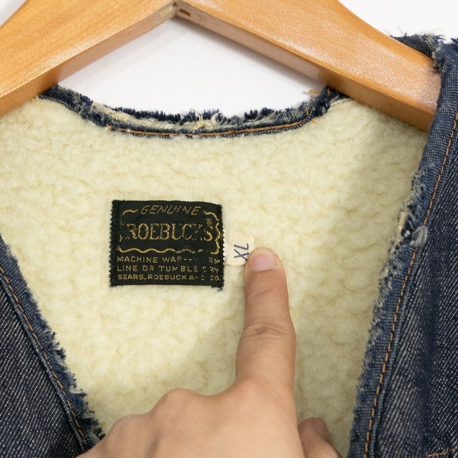 Vintage Vintage Sears Roebucks Denim Vest Mens XL - Sherpa Lined Size US XL / EU 56 / 4 - 5 Thumbnail