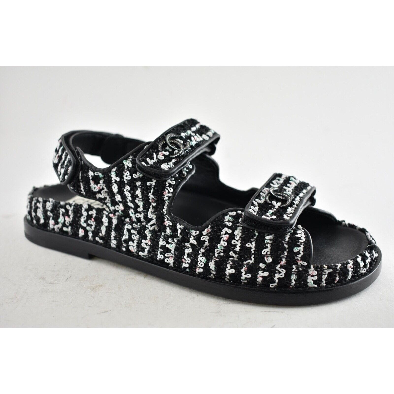 Chanel Chanel 22C Black White Tweed CC Logo Mule Slide Strap Size US 11 / IT 41 - 4 Thumbnail