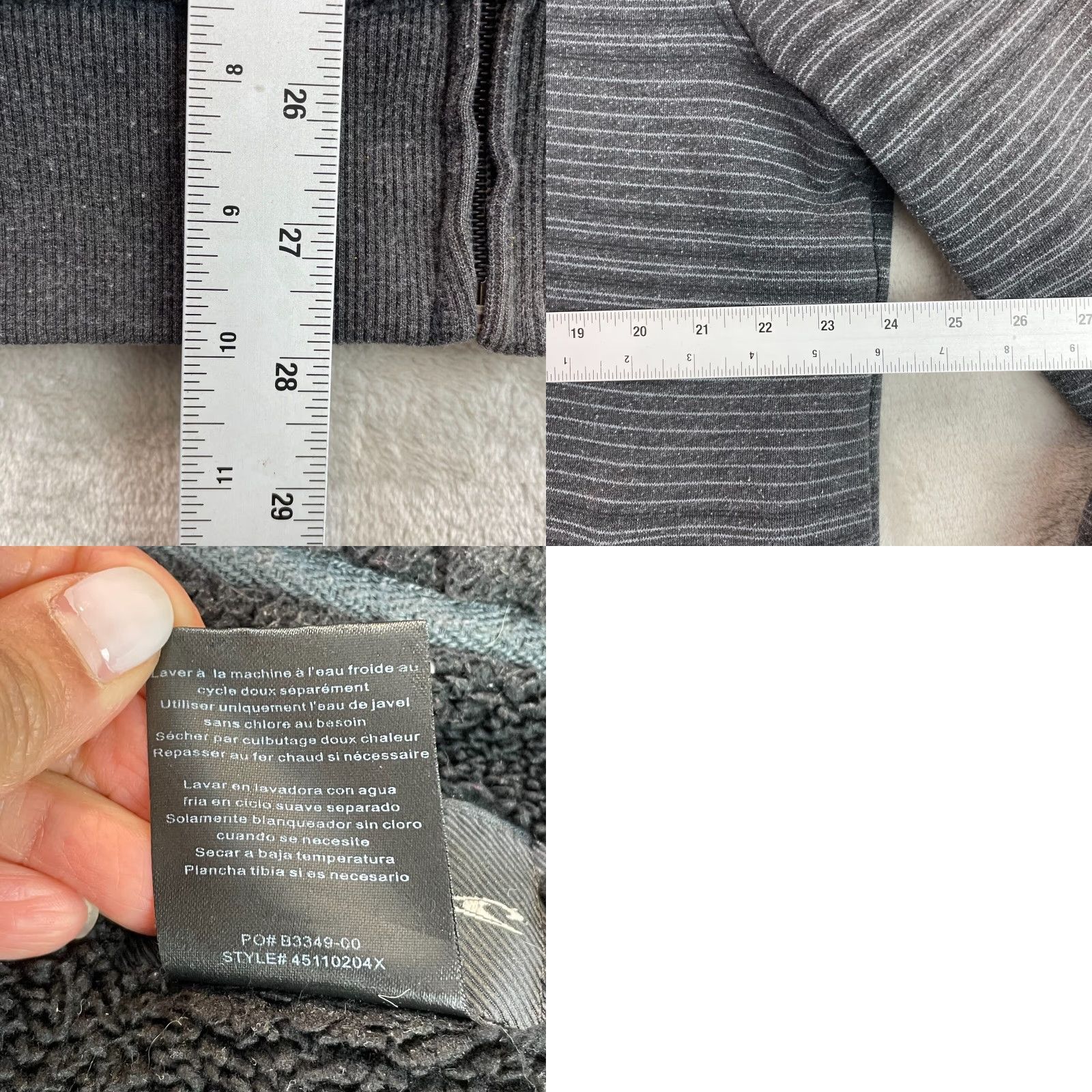 O'Neill VINTAGE O'Neill Hoodie Men XL Gray Full Zip Striped Sherpa Fleece Lined Y2K 90s Grunge Outdoor Logo Size US XL / EU 56 / 4 - 10 Thumbnail