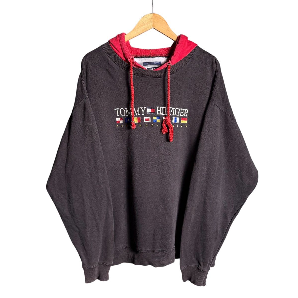 Tommy Hilfiger Vintage 90s Tommy Hilfiger Sailing Flag Distressed Hoodie Size US XL / EU 56 / 4 - 1 Thumbnail