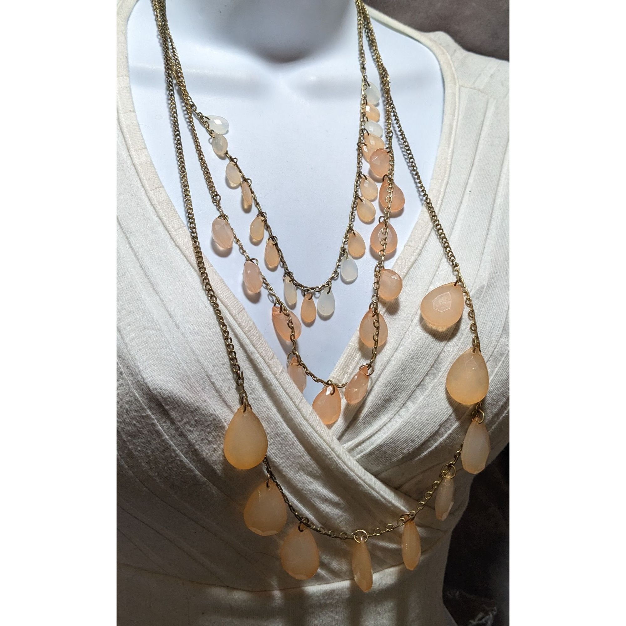 Other Bohemian Layered Necklace With Peach Teardrop Beads Size ONE SIZE - 8 Thumbnail
