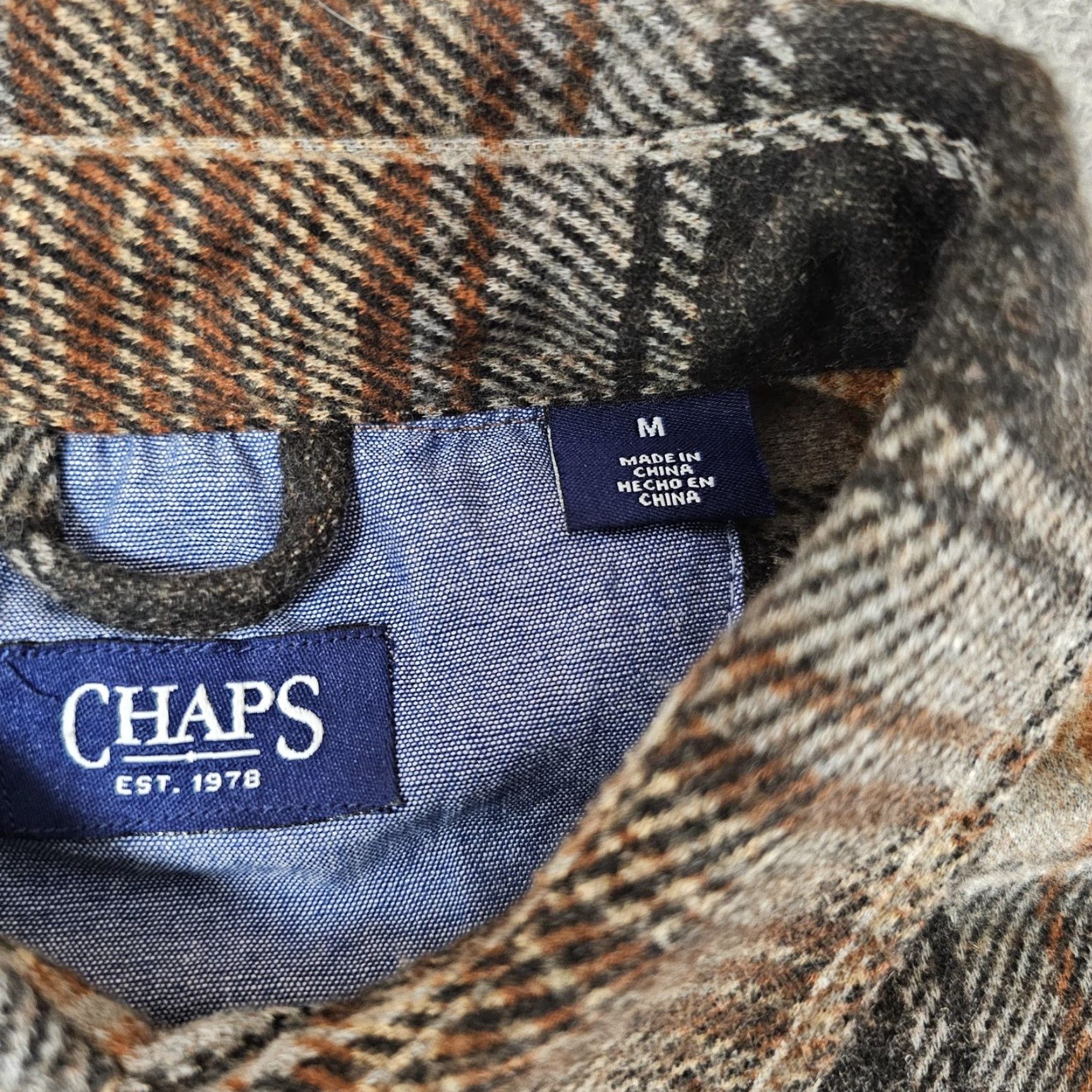 Chaps Chaps Shirt Mens M Brown Plaid Knit Flannel Stretch Long Sleeve Button Up Size US M / EU 48-50 / 2 - 4 Thumbnail