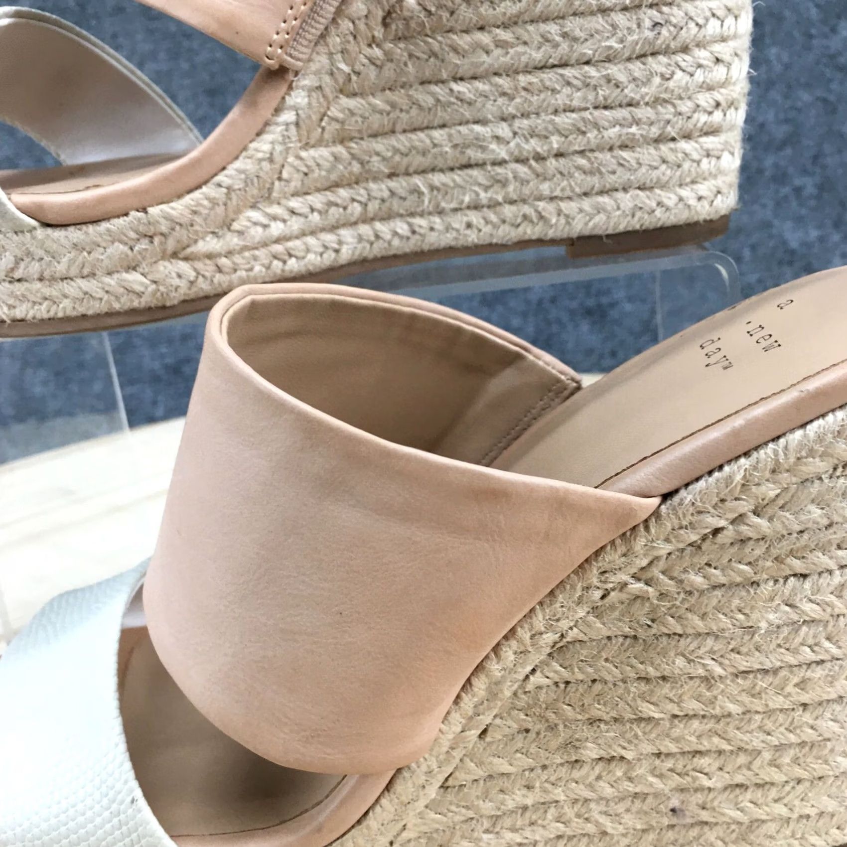 Vintage A New Day Sandals Womens 7.5 Adelina Espadrille Brown Faux Leather Wedge Heels Size US 8 / IT 38 - 3 Thumbnail