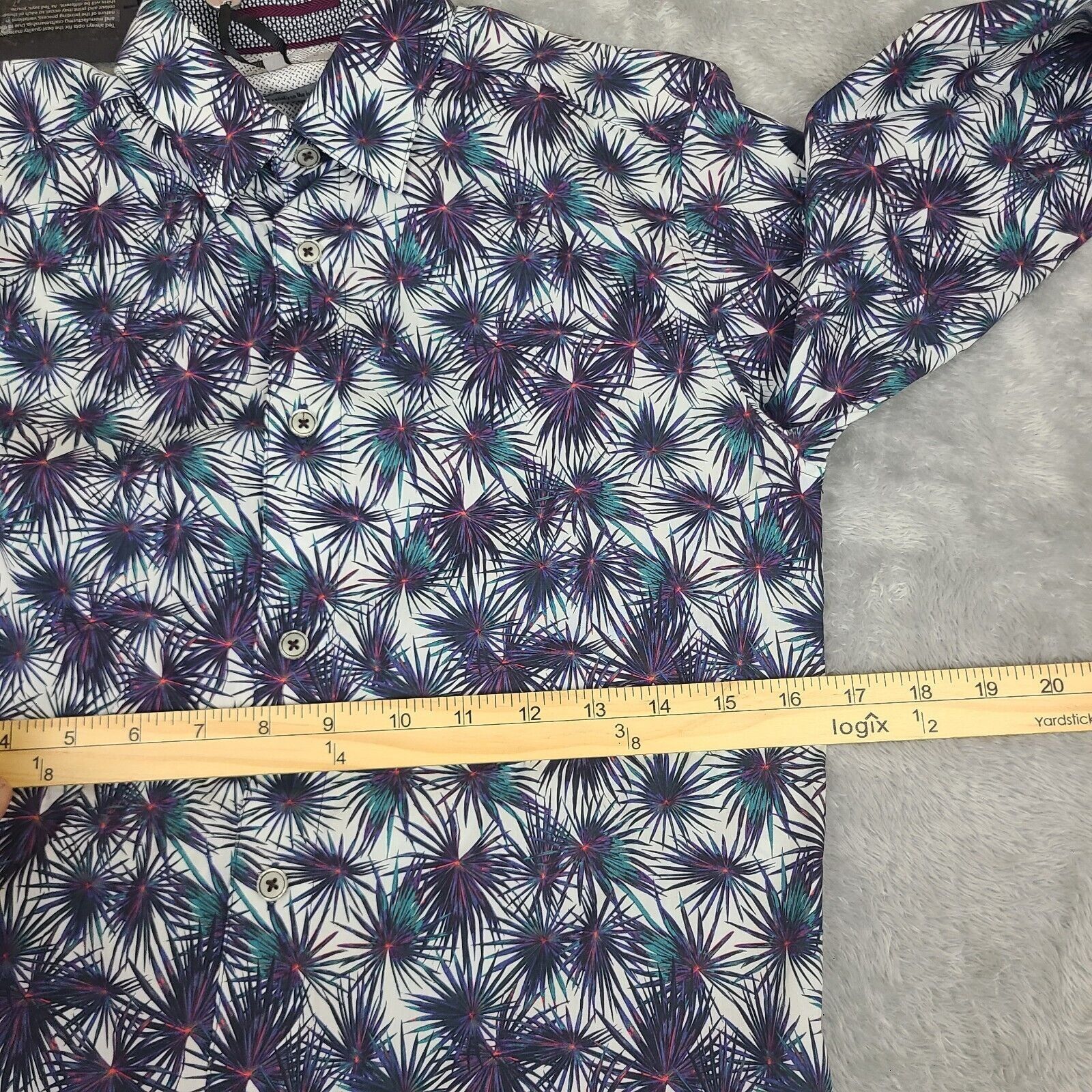 Ted Baker Ted Baker Mens Karaf Long Sleeve LS Palm Printed Dress Shirt Size US S / EU 44-46 / 1 - 8 Thumbnail