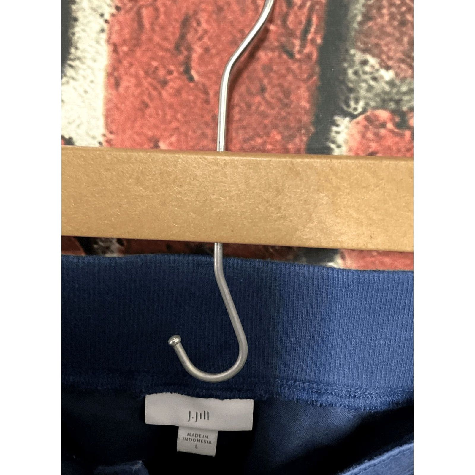 J. Jill J. Jill Womens Pants Blue Size Large Roll Tab Straight Elastic Waist Linen Blend Pants Size 24" / US 00 / IT 34 - 2 Thumbnail
