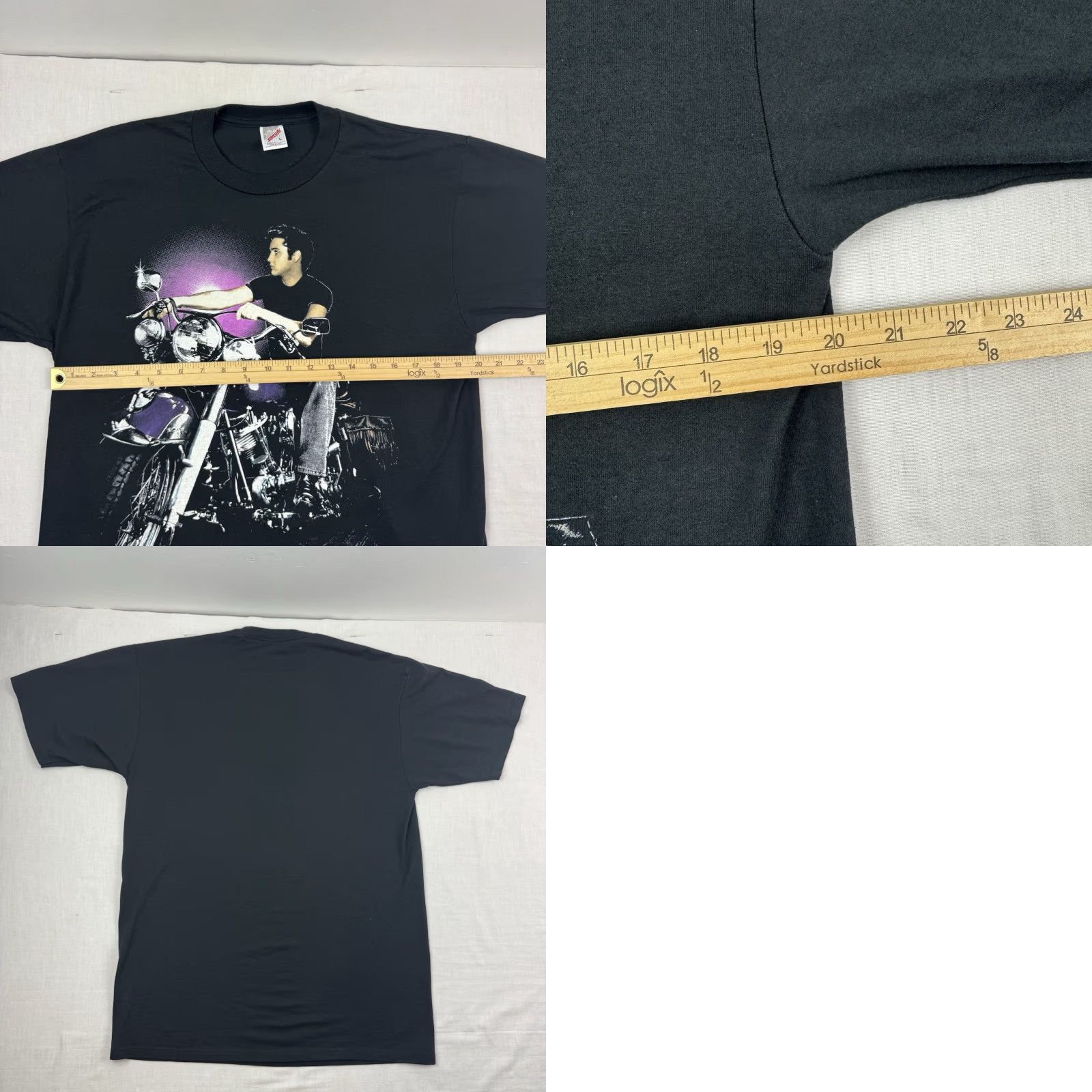 Jerzees VINTAGE Elvis Biker T Shirt Men L Black Graphic Print 90s Rock Music T-Shirt Size US L / EU 52-54 / 3 - 8 Thumbnail