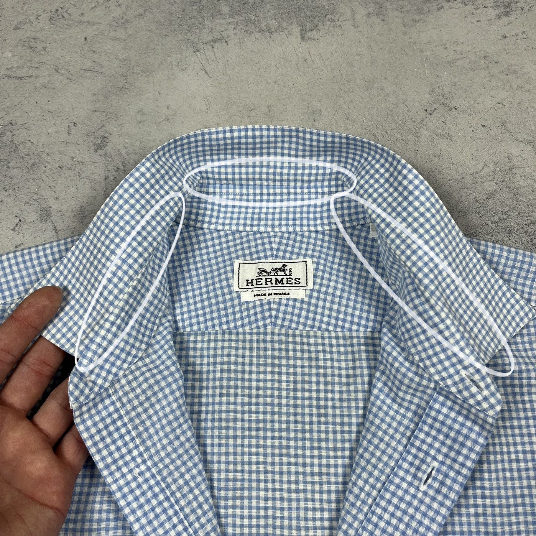 Hermes Hermes Paris Long Sleeve Button Up Checkered Shirt Size US L / EU 52-54 / 3 - 14 Thumbnail