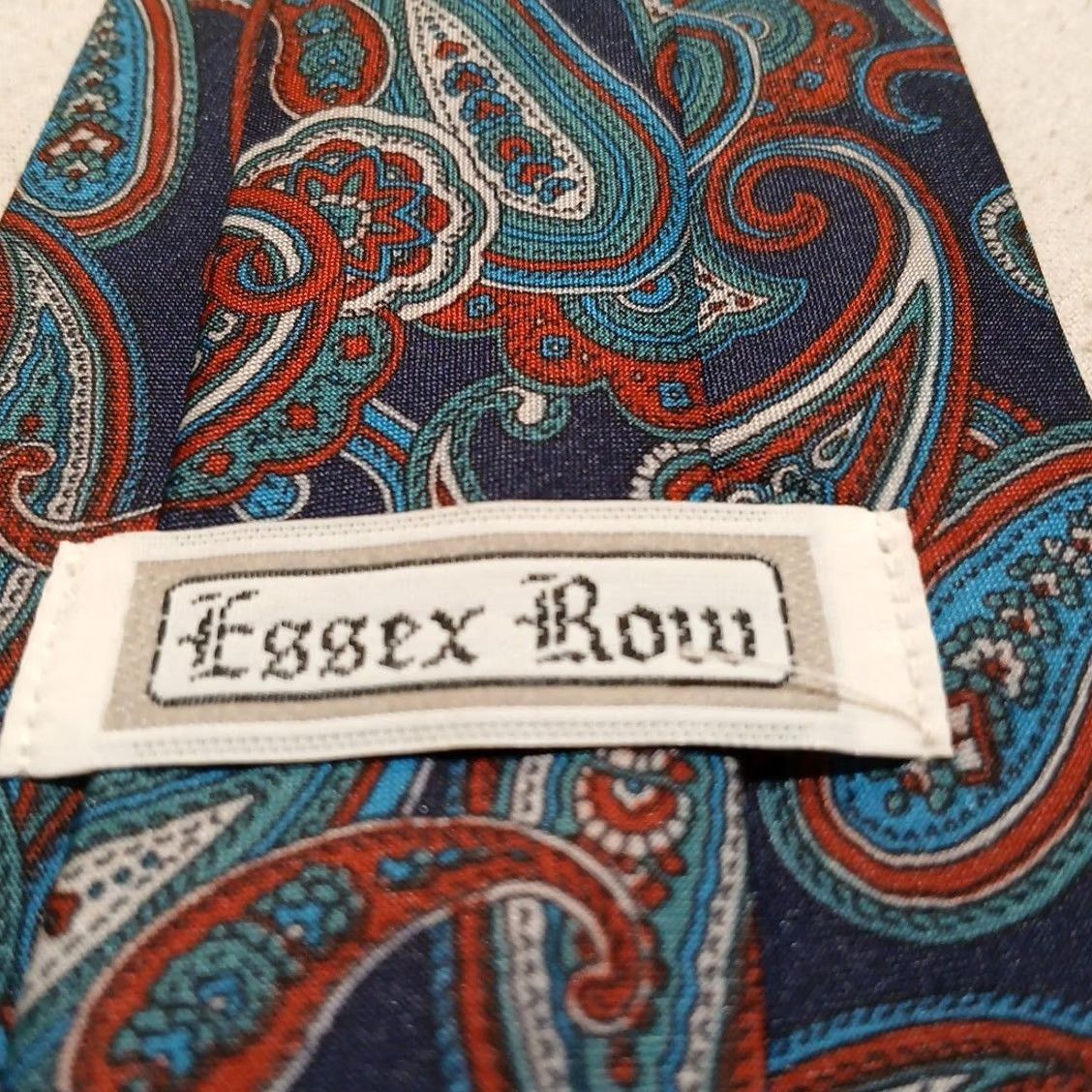 Vintage Essex Tie Blue 56" x 3.63" Polyester Red Teal Pattern Paisley Designer Men Neckwear Shirt Strap Not Applicable Size ONE SIZE - 4 Thumbnail