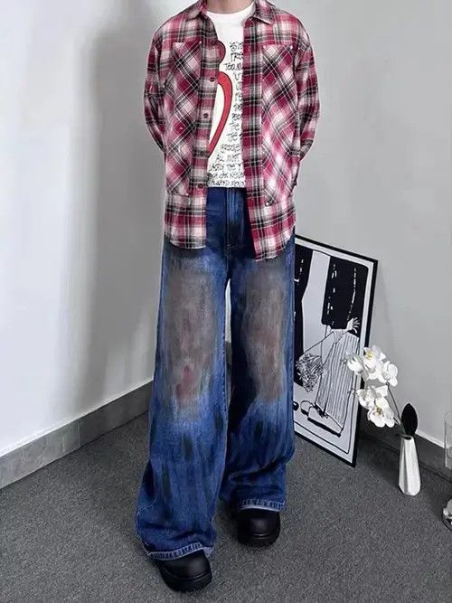 Japanese Brand × Jean Vintage West Coast washed distressed tie-dye jeans Size US 32 / EU 48 - 3 Thumbnail