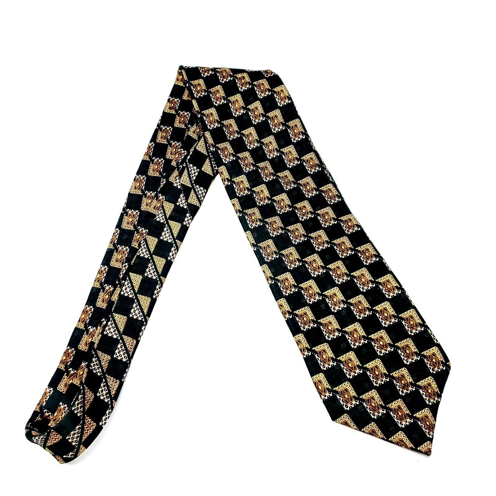 Nautica Nautica Silk Tie Print Green Tan Geometric Short Wide Size ONE SIZE - 5 Thumbnail