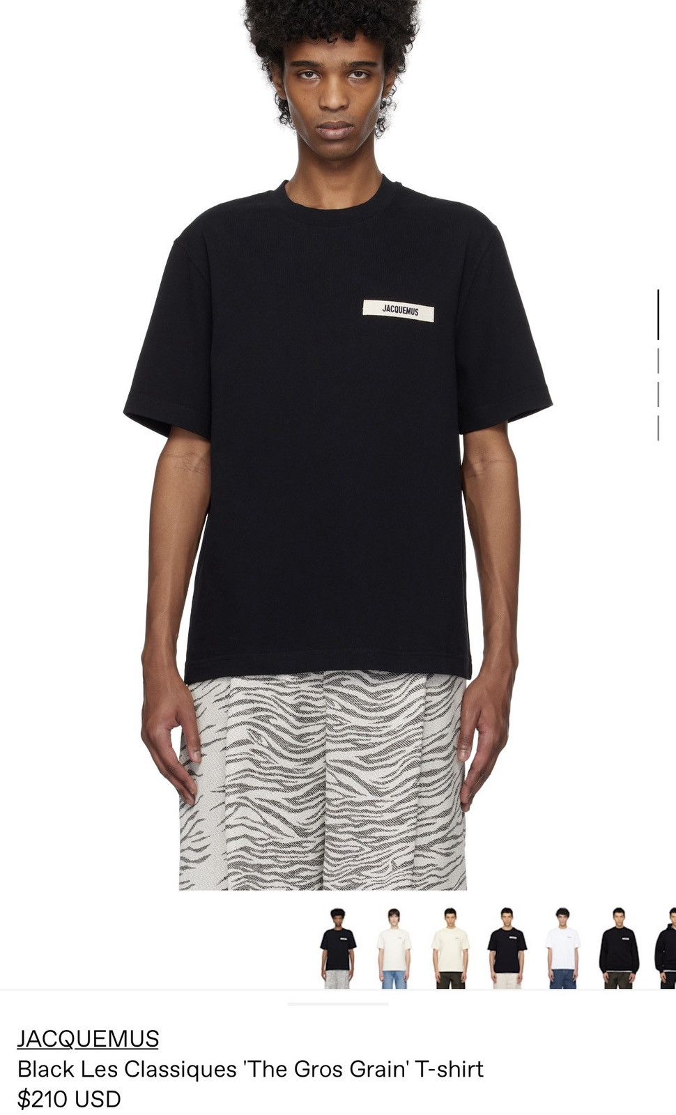 Jacquemus Jacquemus Black ‘Gros Grain’ T-Shirt XL Made in Portugal Size US XL / EU 56 / 4 - 1 Thumbnail