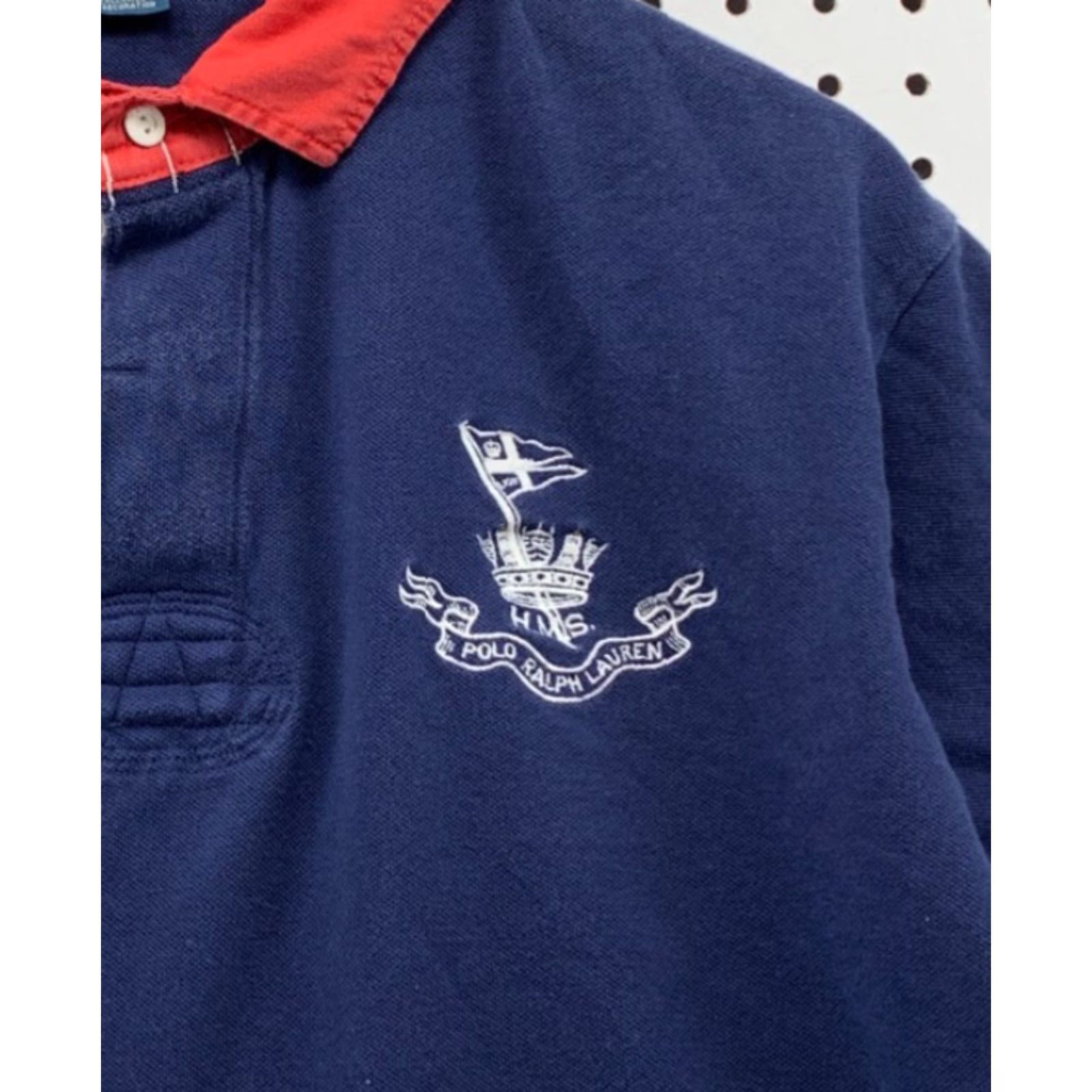 Polo Ralph Lauren VINTAGE Polo Ralph Lauren Rugby Shirt Men XL Blue Collared Nautical HMS 24x28.5 Size US XL / EU 56 / 4 - 2 Thumbnail