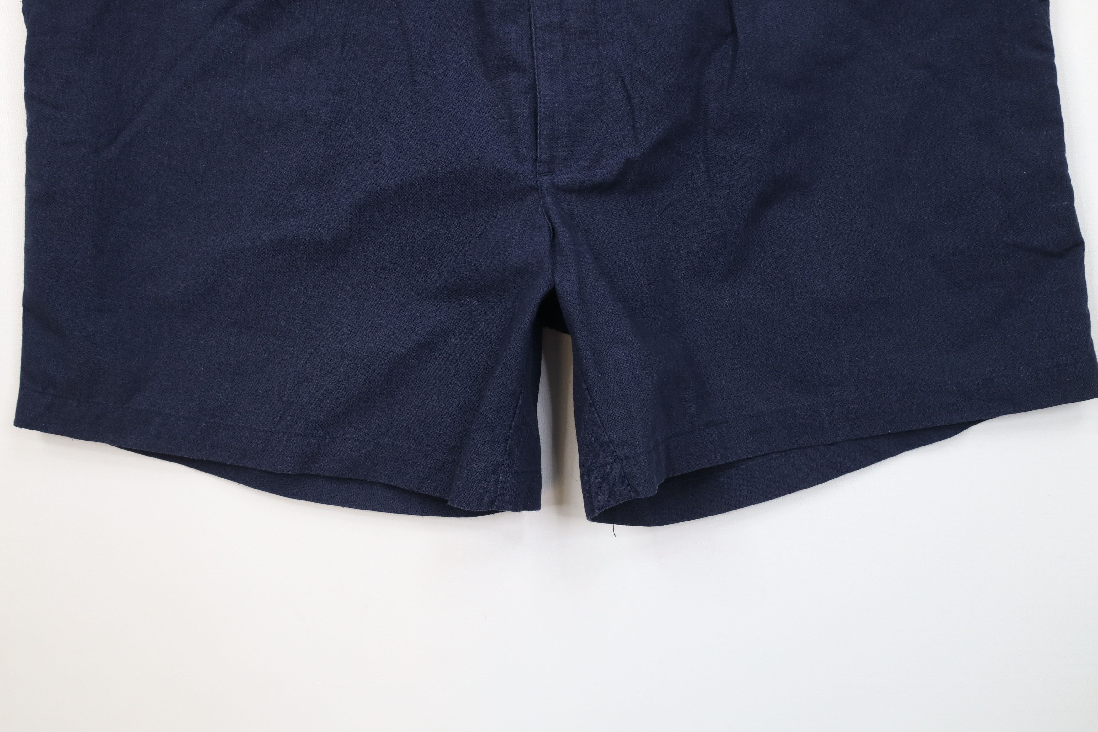 Vintage Vintage 70s Streetwear Chambray Trim Above Knee Shorts Blue Size US 34 / EU 50 - 4 Thumbnail