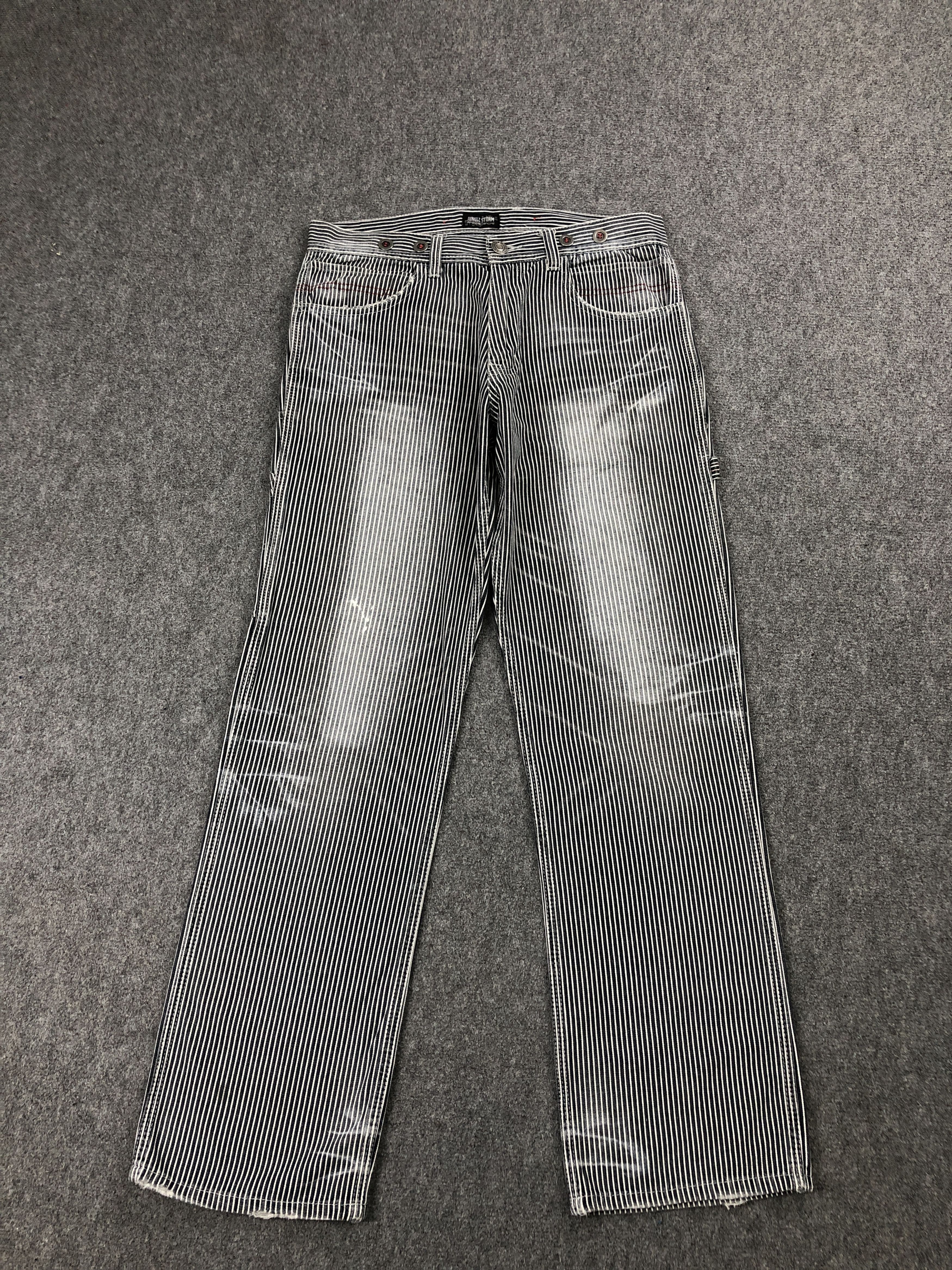 image of Avant Garde x Made In USA Vintage Junglestorm Hickory Stripe Casual Pants in Blackwhite Stripes (Si