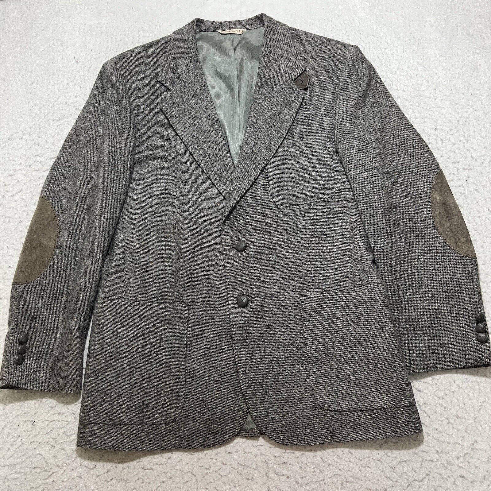 Stafford Options by Stafford Tweed Virgin Wool Sport Coat Elbow Pads Size 42R - 1 Thumbnail
