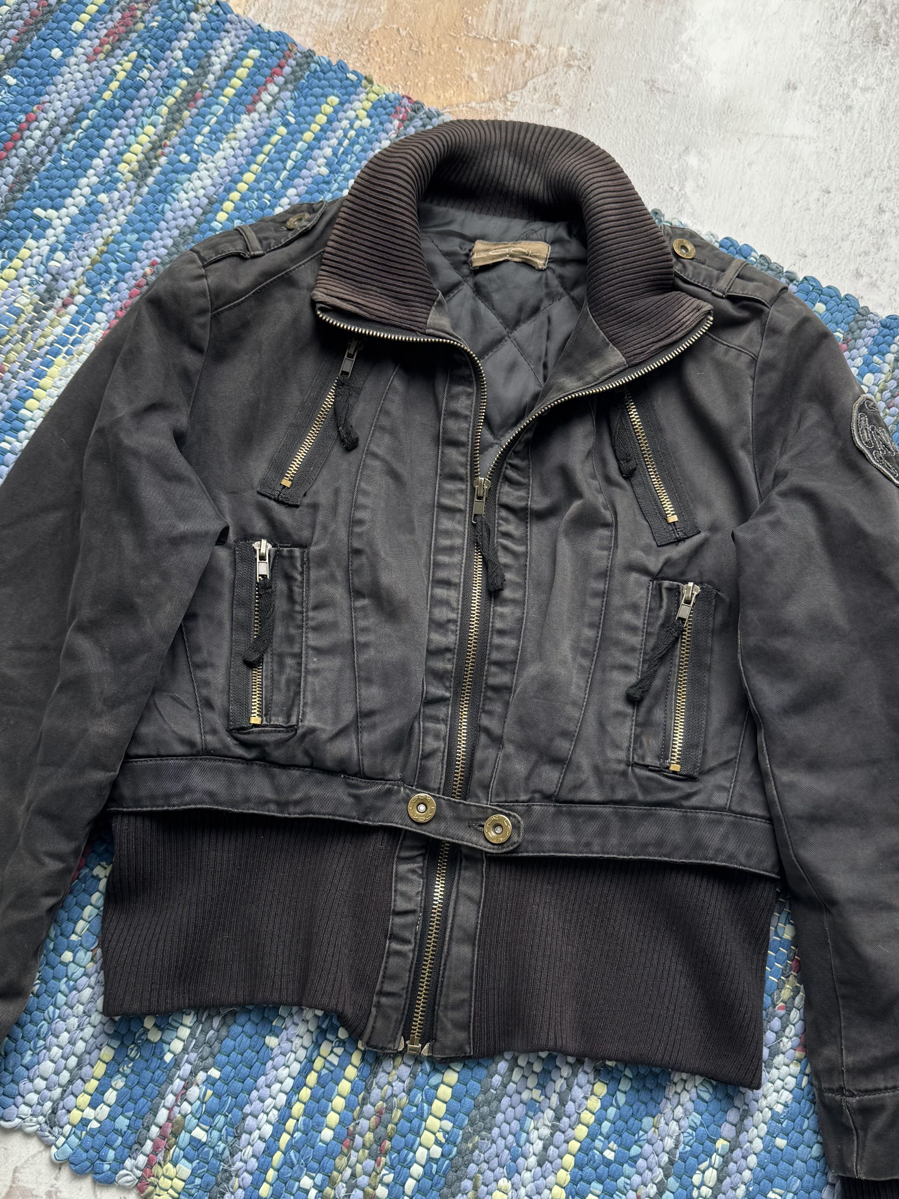 Vintage Vintage Black Crop Jacket Bomber Zip Utility Casual Coat Size M / US 6-8 / IT 42-44 - 2 Thumbnail