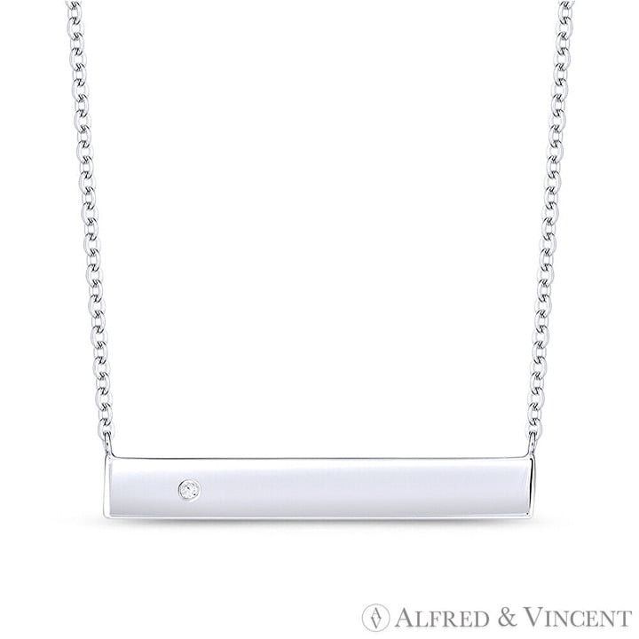 Other CZ Crystal Inset Long-Rectangle Bar ID Pendant & Necklace Size ONE SIZE - 1 Preview