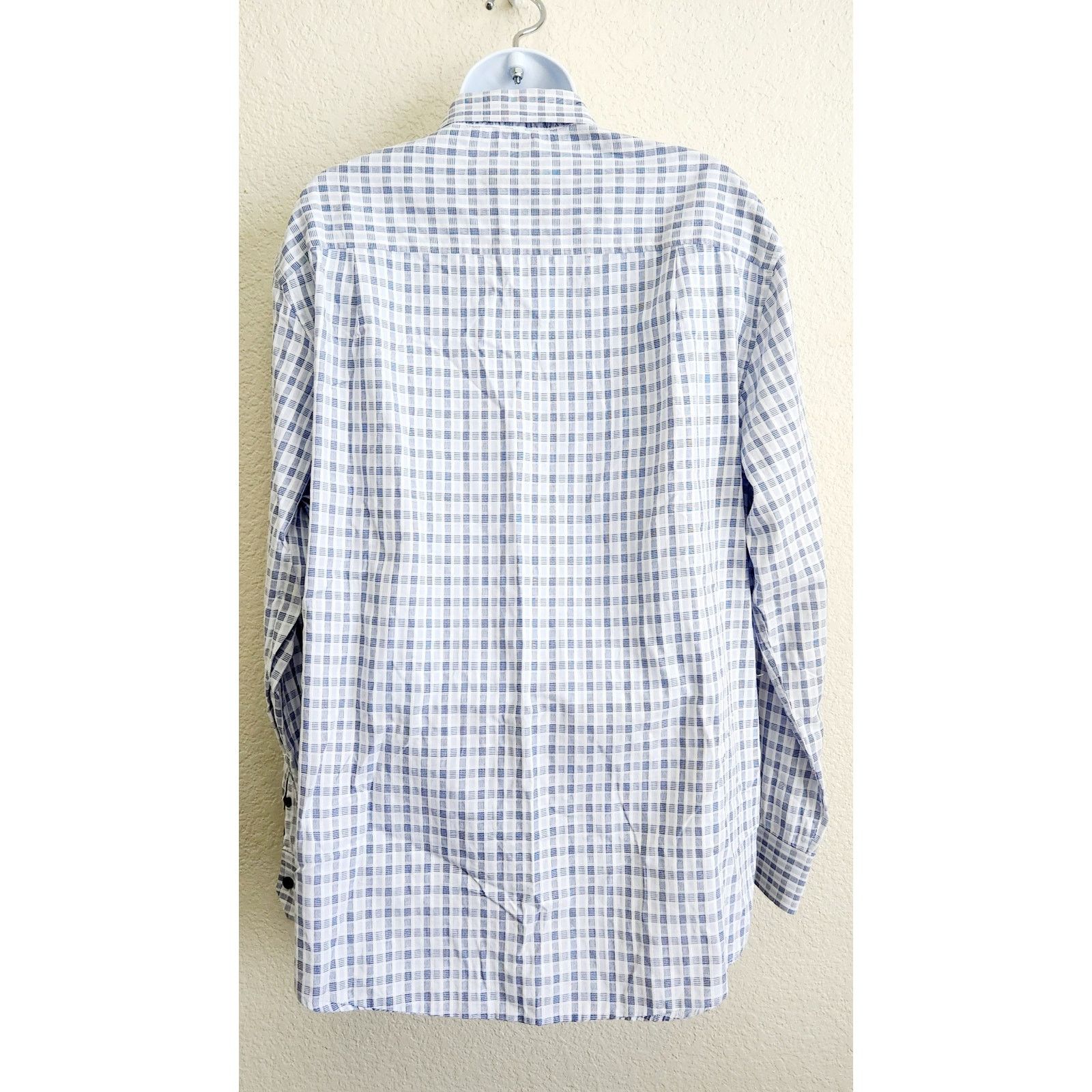 Tasso Elba Tasso Elba Blue White Plaid Button Long Sleeve Shirt 16 16.5 Size US XL / EU 56 / 4 - 4 Thumbnail