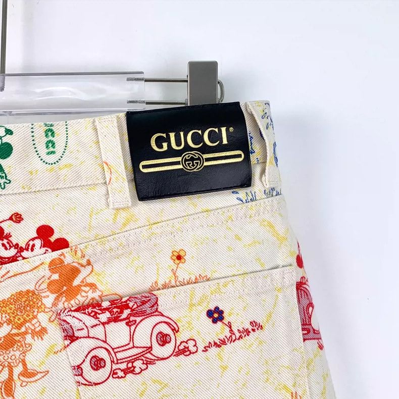 Gucci Gucci Beige graffiti cartoon Mickey Mouse printed cotton ca Size 27" / US 4 / IT 40 - 5 Thumbnail
