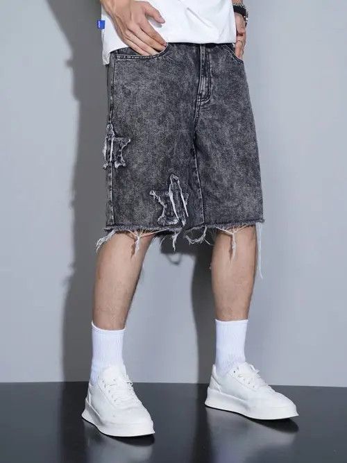 Japanese Brand Shorts Drip Washed Distressed Denim Size US 32 / EU 48 - 1 Thumbnail