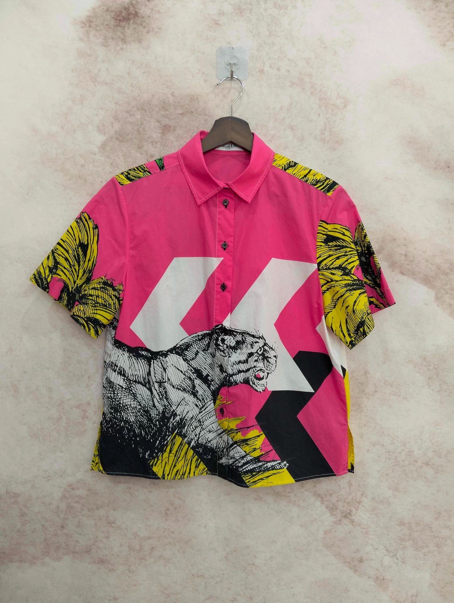 Dior DIOR Tiger Print Bee Embroidery Short Sleeve Shirt 36 Size XS / US 0-2 / IT 36-38 - 1 Thumbnail
