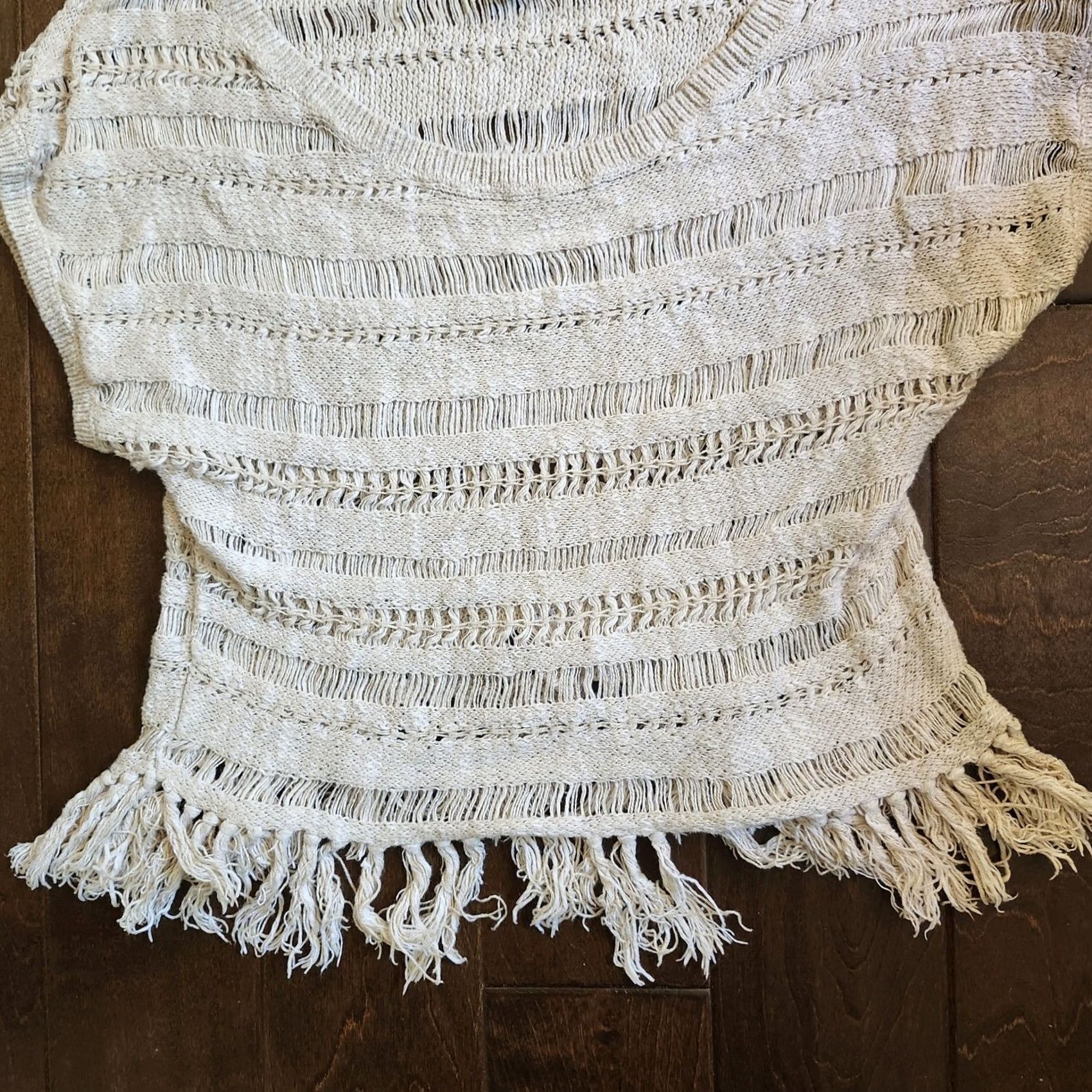 American Eagle Outfitters American Eagle Outfitters Top Womens XL Beige Women Junior Crochet With Fringe Size Size XL / US 12-14 / IT 48-50 - 2 Thumbnail