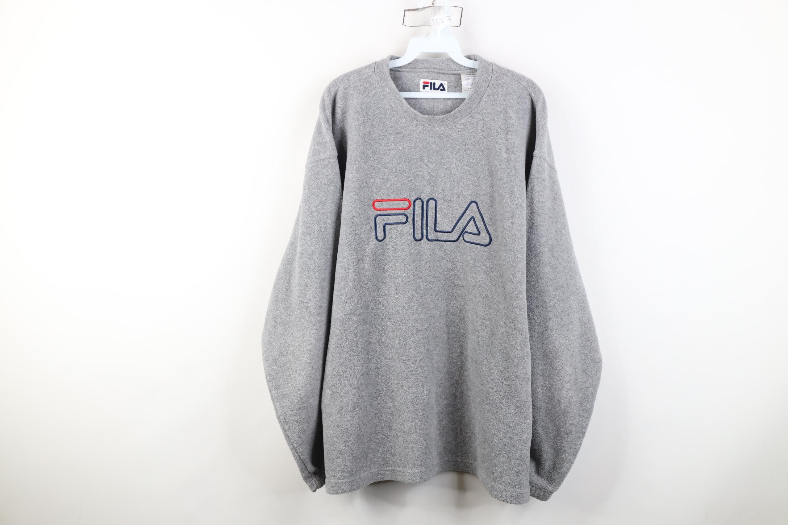 Fila Vintage 90s Fila Big Logo Fleece Crewneck Sweatshirt Gray Size US XL / EU 56 / 4 - 1 Thumbnail