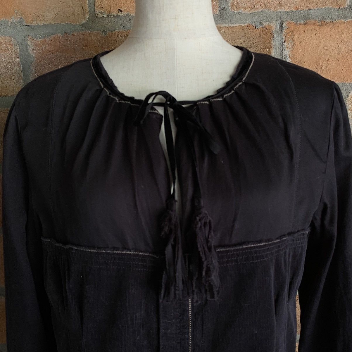 Marithe + Francois Girbaud MARITHÉ + FRANÇOIS GIRBAUD Vintage Black Tie-Neck Blouse Size M / US 6-8 / IT 42-44 - 12 Thumbnail