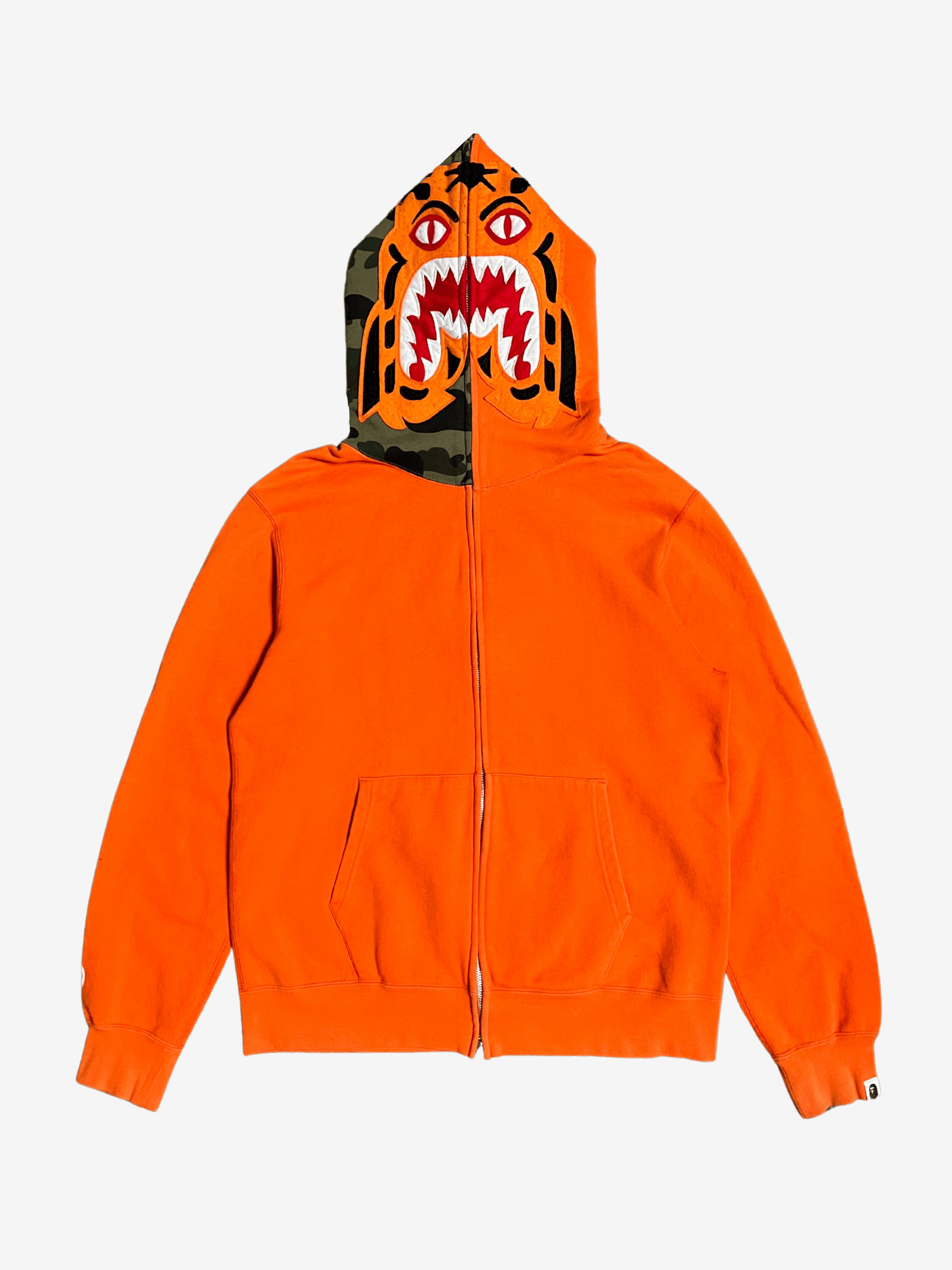 Bape A Bathing Ape Orange Tiger Shark Full Zip Up Hoodie Size US XL / EU 56 / 4 - 1 Thumbnail