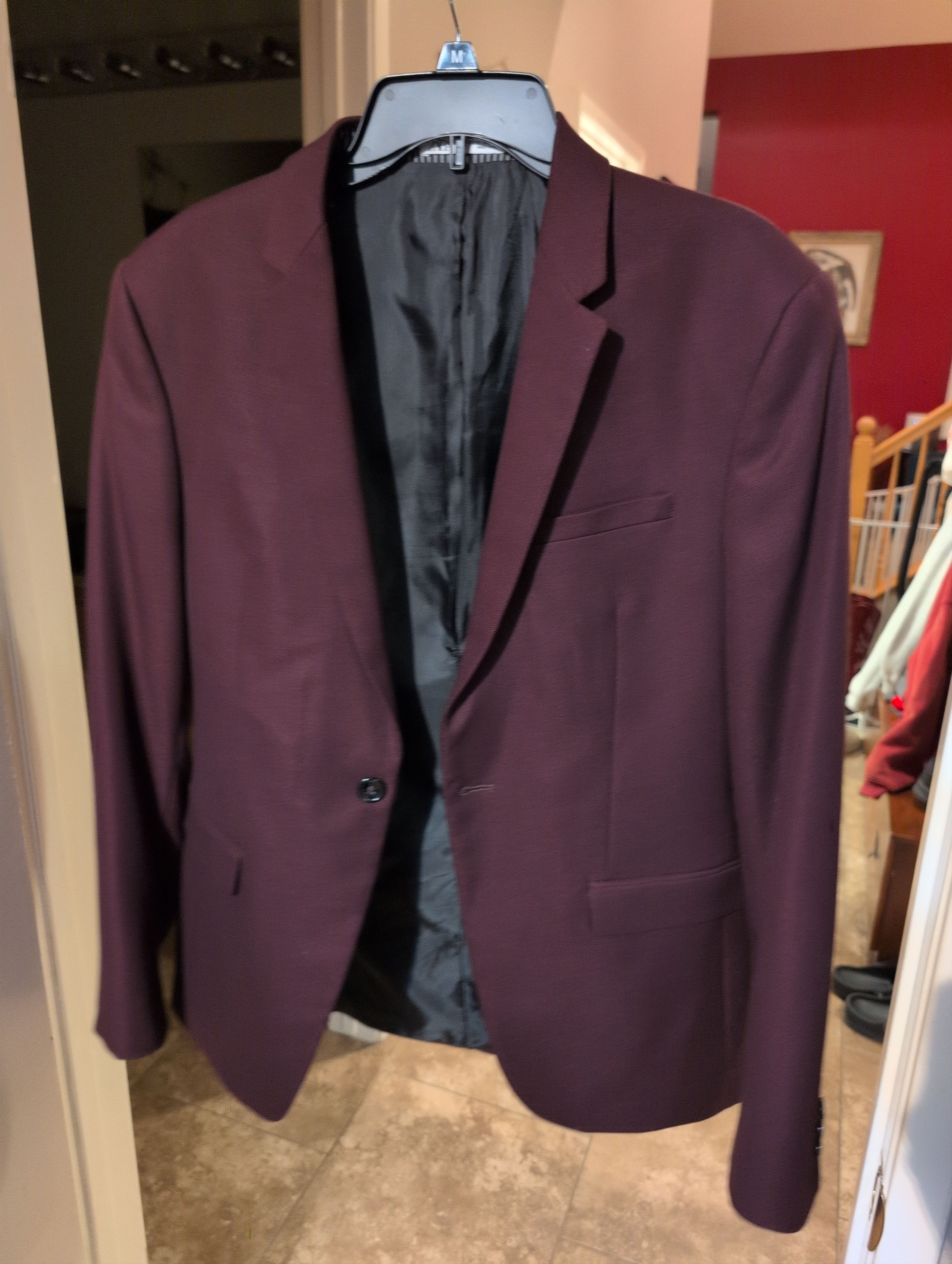 Zara Zara Men's Burgundy Blazer w/ high-IQ Cool Comfort Lining Size 42R - 2 Thumbnail