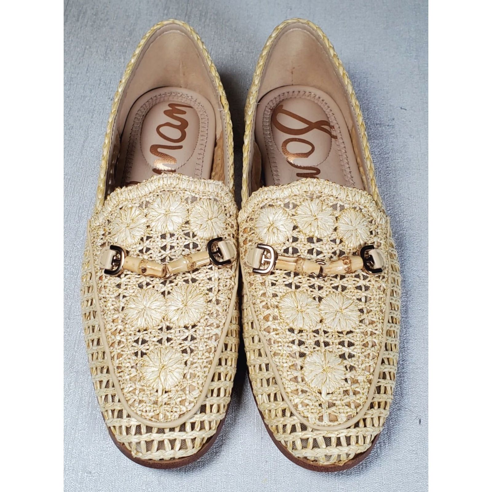 Sam Edelman Sam Edelman Loafers Raffia Lowell in Natural Bamboo Double-E Bit Women's US 6.5 M Shoes Size US 7 / IT 37 - 6 Thumbnail