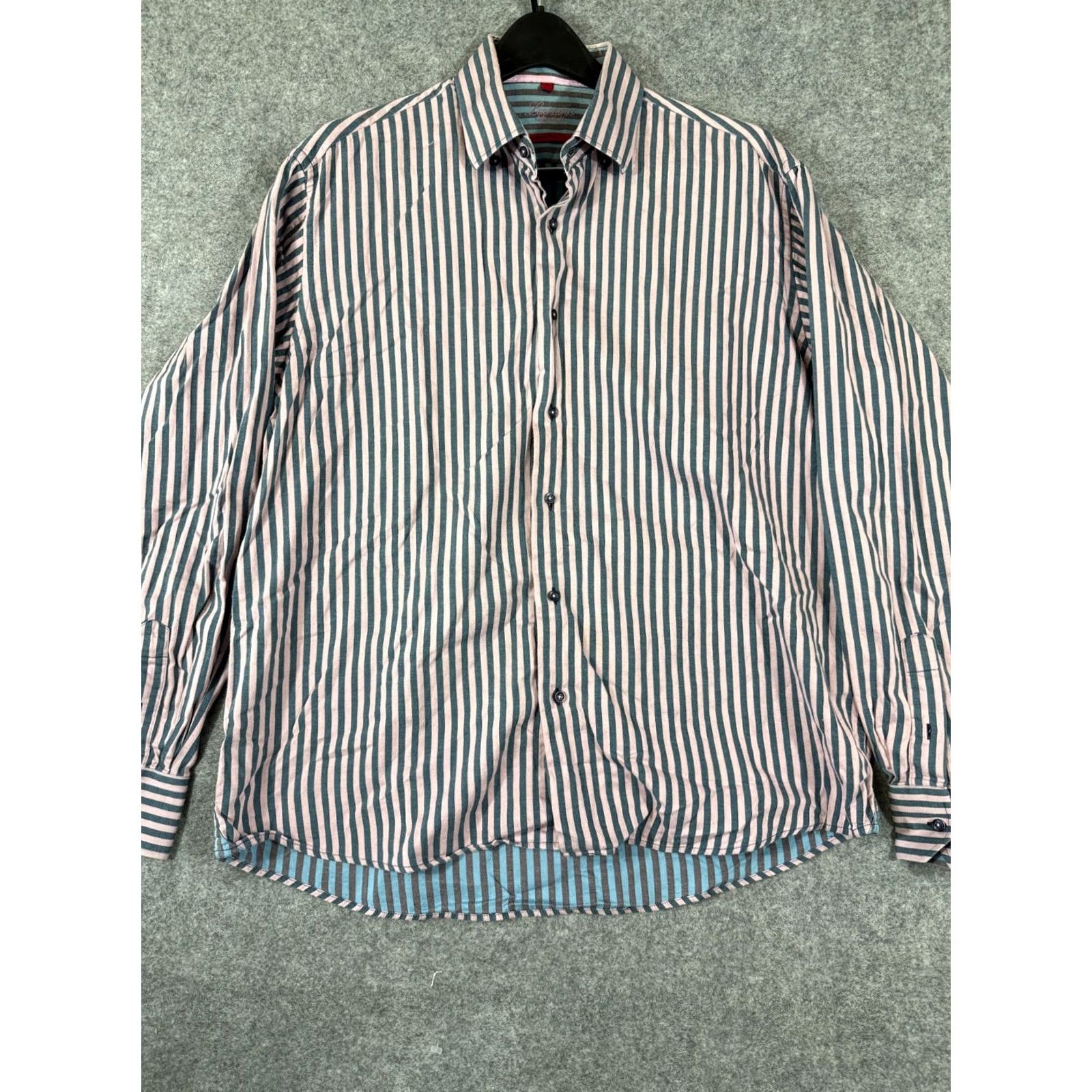 Luchiano Visconti Luciano Visconti Button-Up Shirt Mens XL Pink Blue Striped Long Sleeve Collared Shirt Size US XL / EU 56 / 4 - 2 Thumbnail