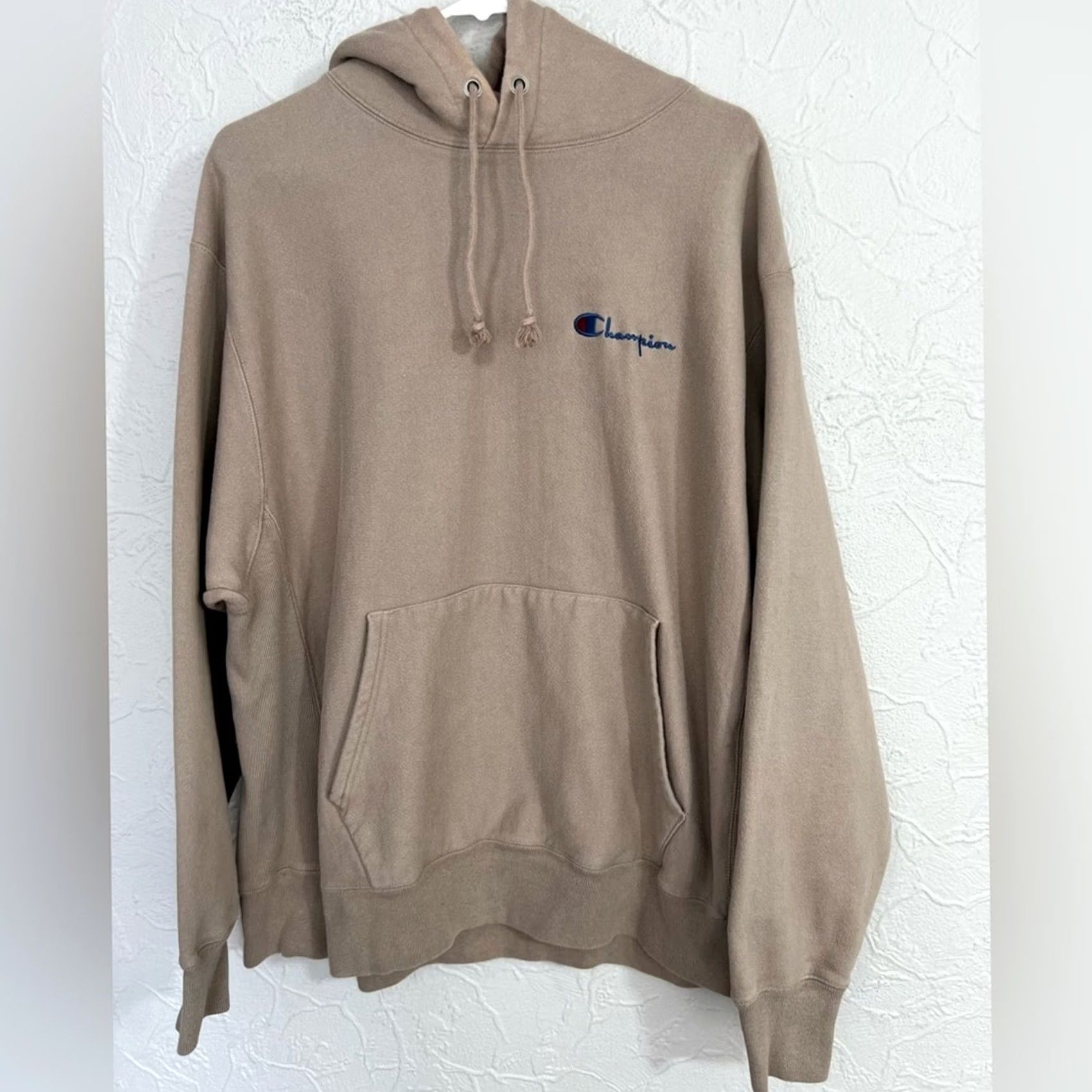 Champion Champion Reverse Weave Hoodie Size XL Beige Stacked Heritage Embroidered Pullover Mens Size US XL / EU 56 / 4 - 5 Thumbnail