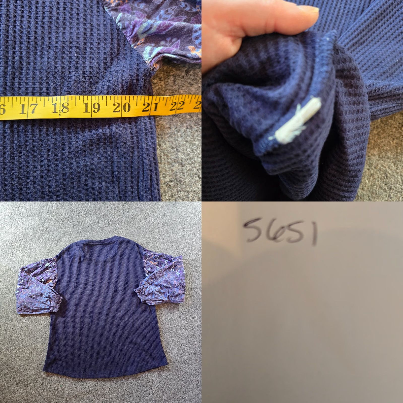 Soft Surroundings Soft Surroundings Blouse Shirt Womens Large Blue Waffle Knit Thermal Long Sleeve Round Neck Casual Business Travel Lightweight Fabric Knit Size L / US 10 / IT 46 - 8 Thumbnail