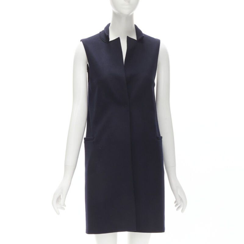 Harris Wharf London HARRIS WHARF LONDON 100% wool navy wool felt vest jacket IT40 S Size S / US 4 / IT 40 - 1 Thumbnail